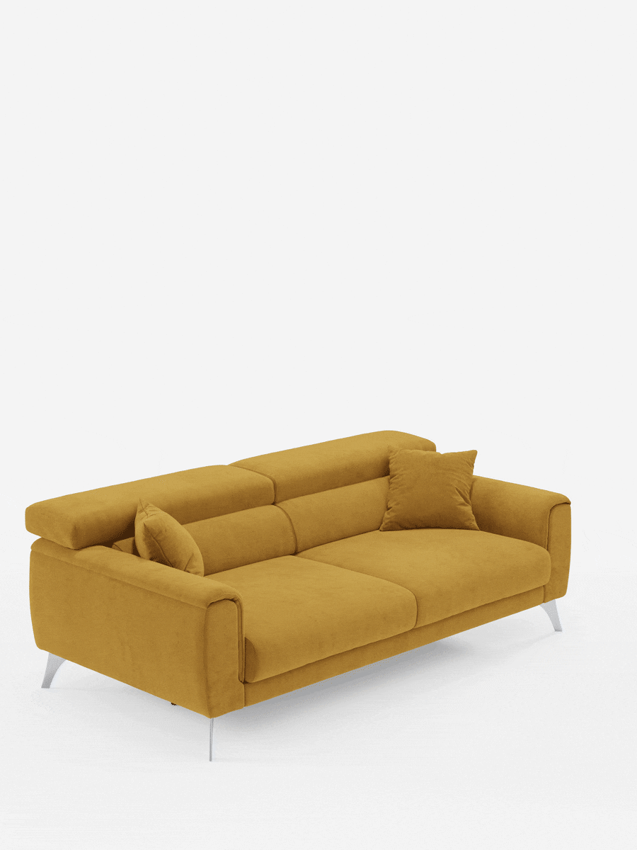Caravaggio canapé 2 ou 3 places avec assises extensibles et appuie-têtes inclinables en tissu déperlant