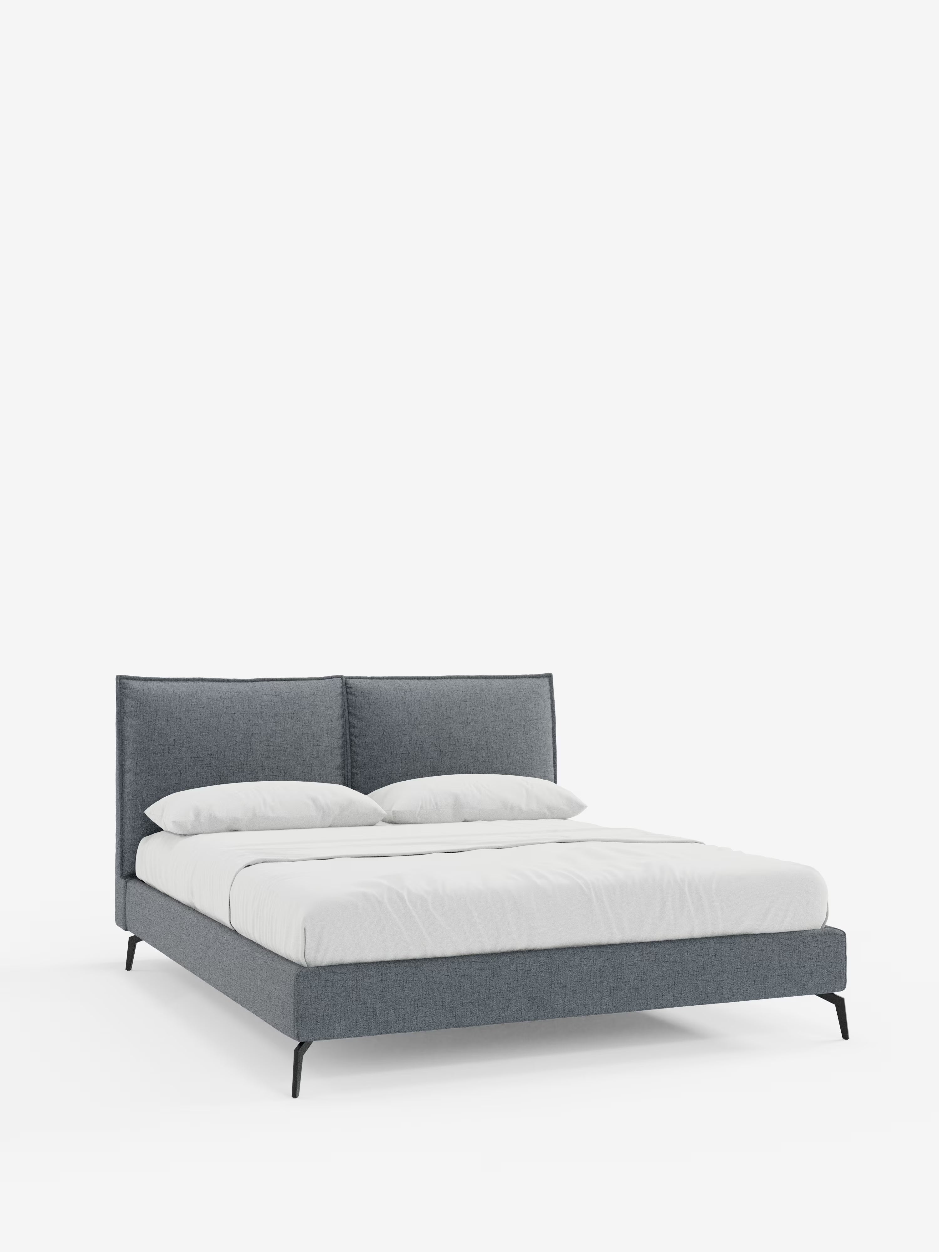 Cloe Cama acolchada de diseño elegante con patas de metal y tejido flameado impermeable