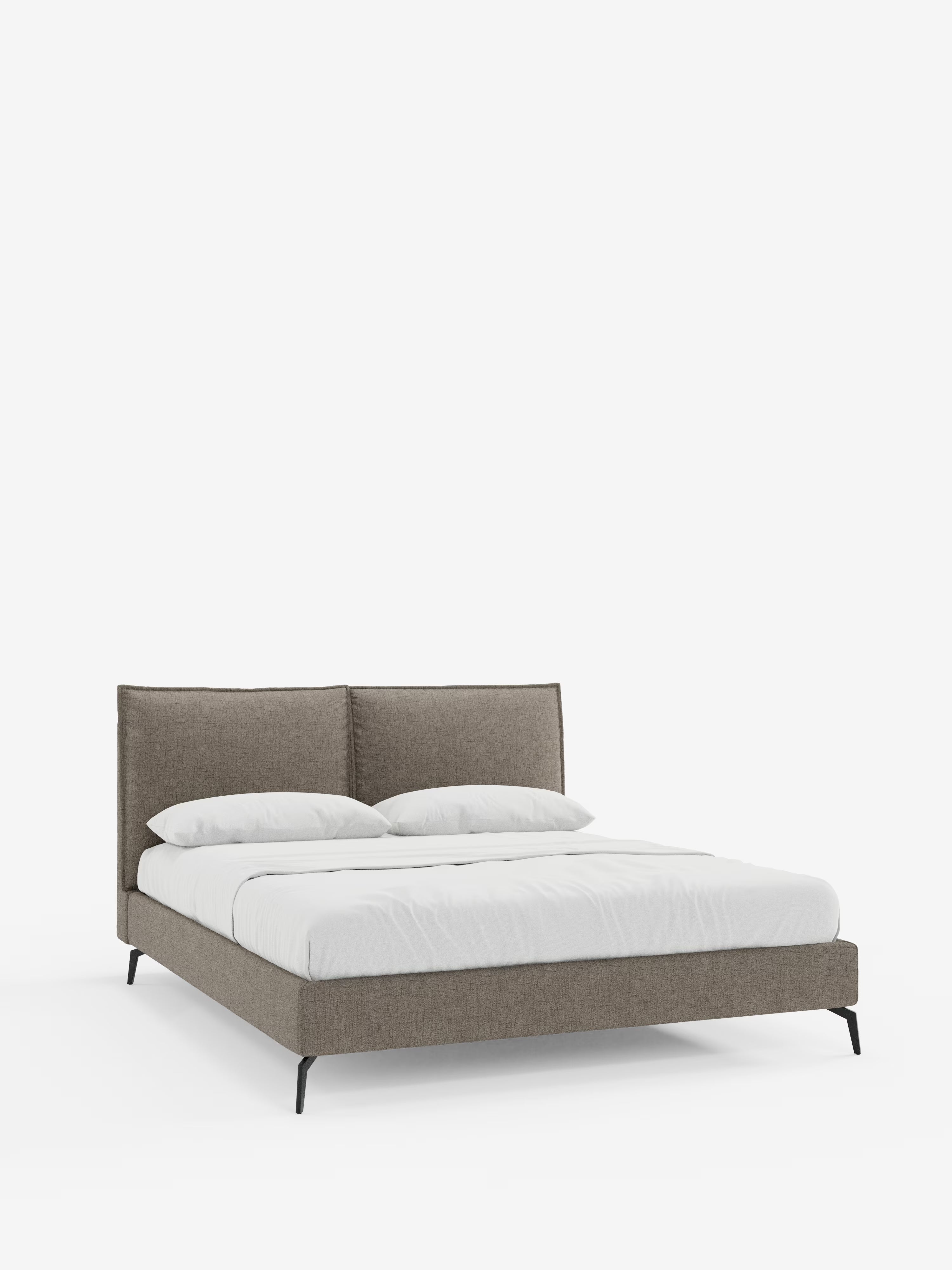 Cloe Cama acolchada de diseño elegante con patas de metal y tejido flameado impermeable