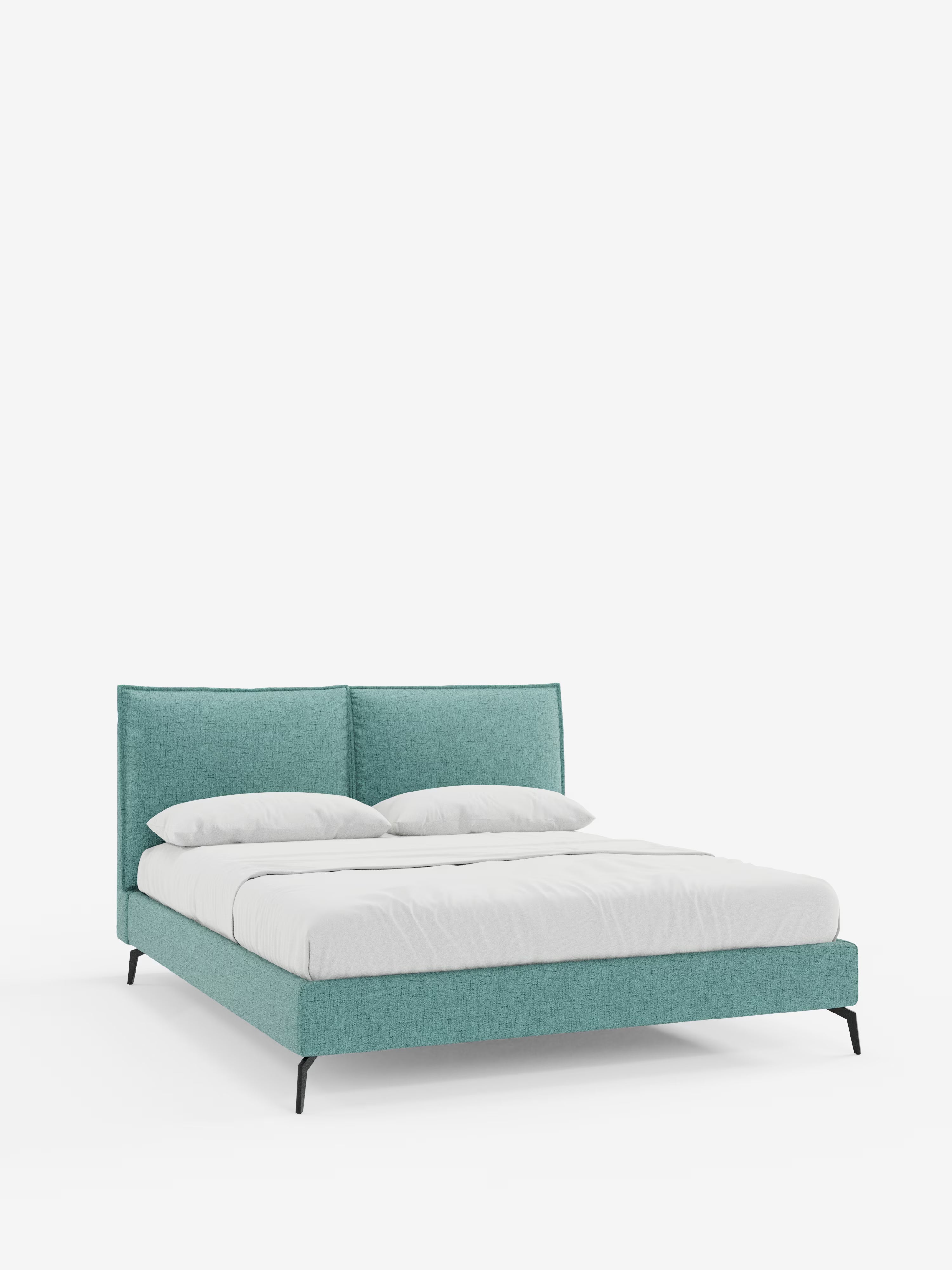 Cloe Cama acolchada de diseño elegante con patas de metal y tejido flameado impermeable