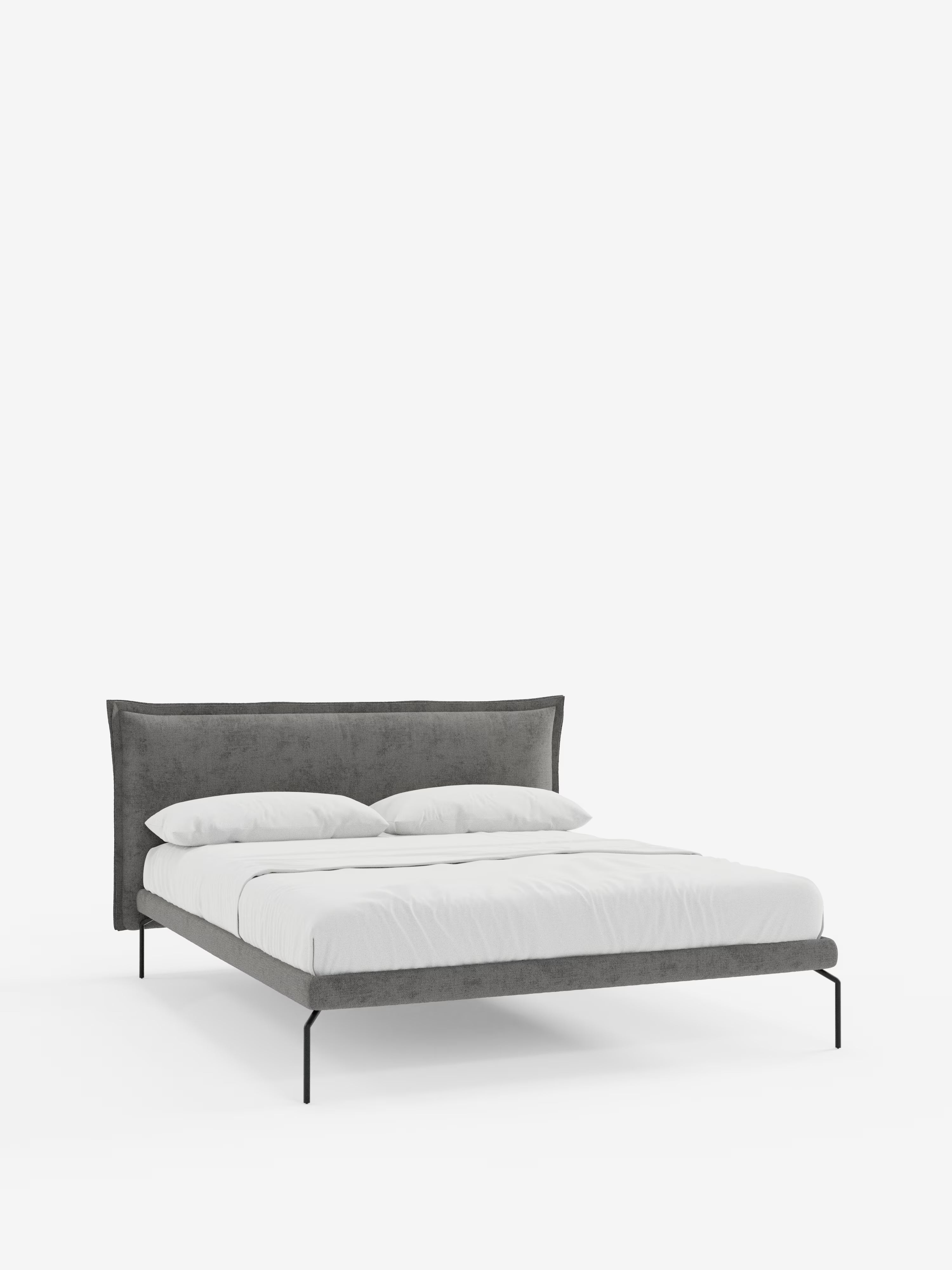 Eric Upholstered removable cover bed with steel legs in stain-resistant fabric