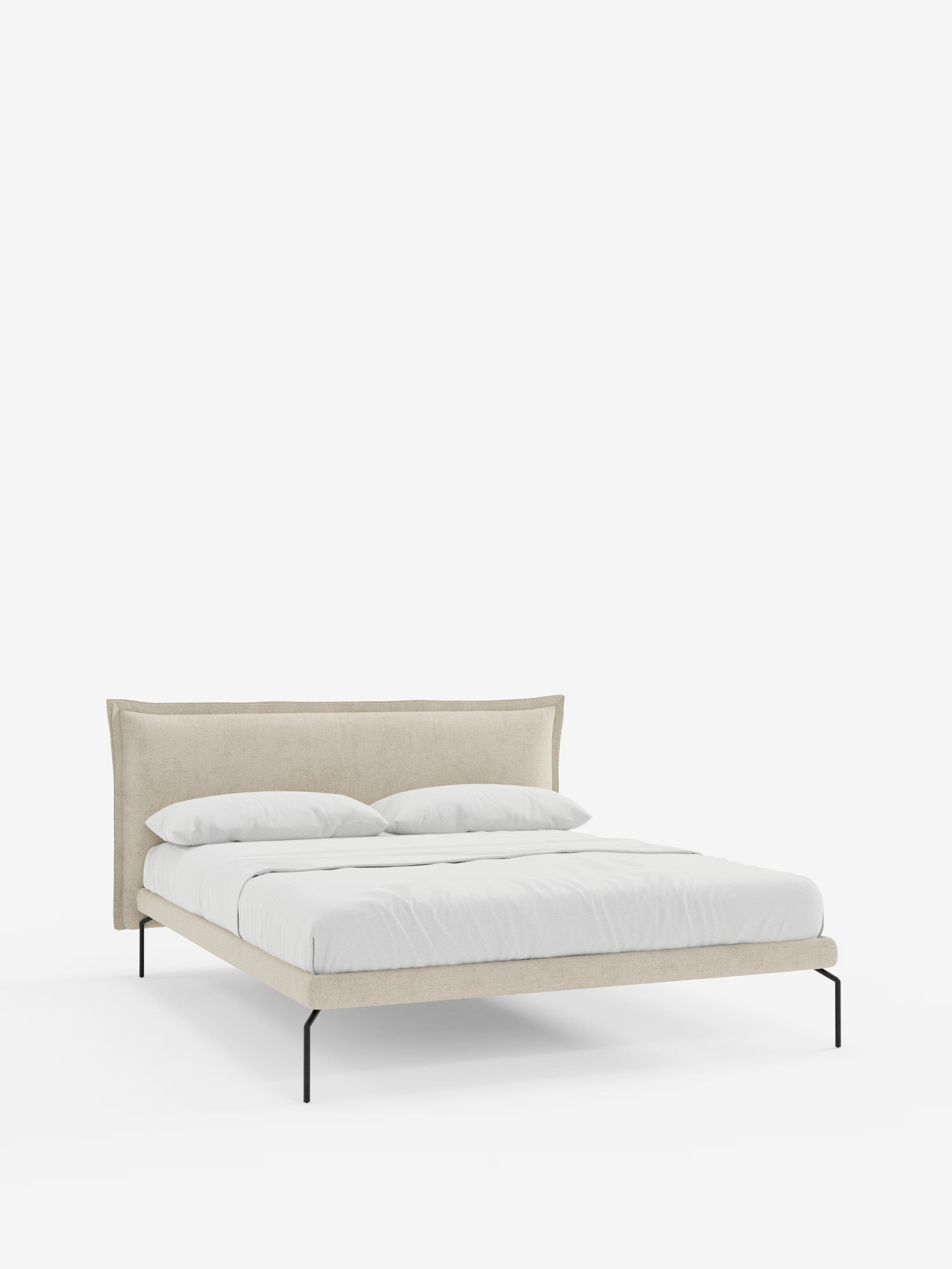 Eric Upholstered removable cover bed with steel legs in stain-resistant fabric