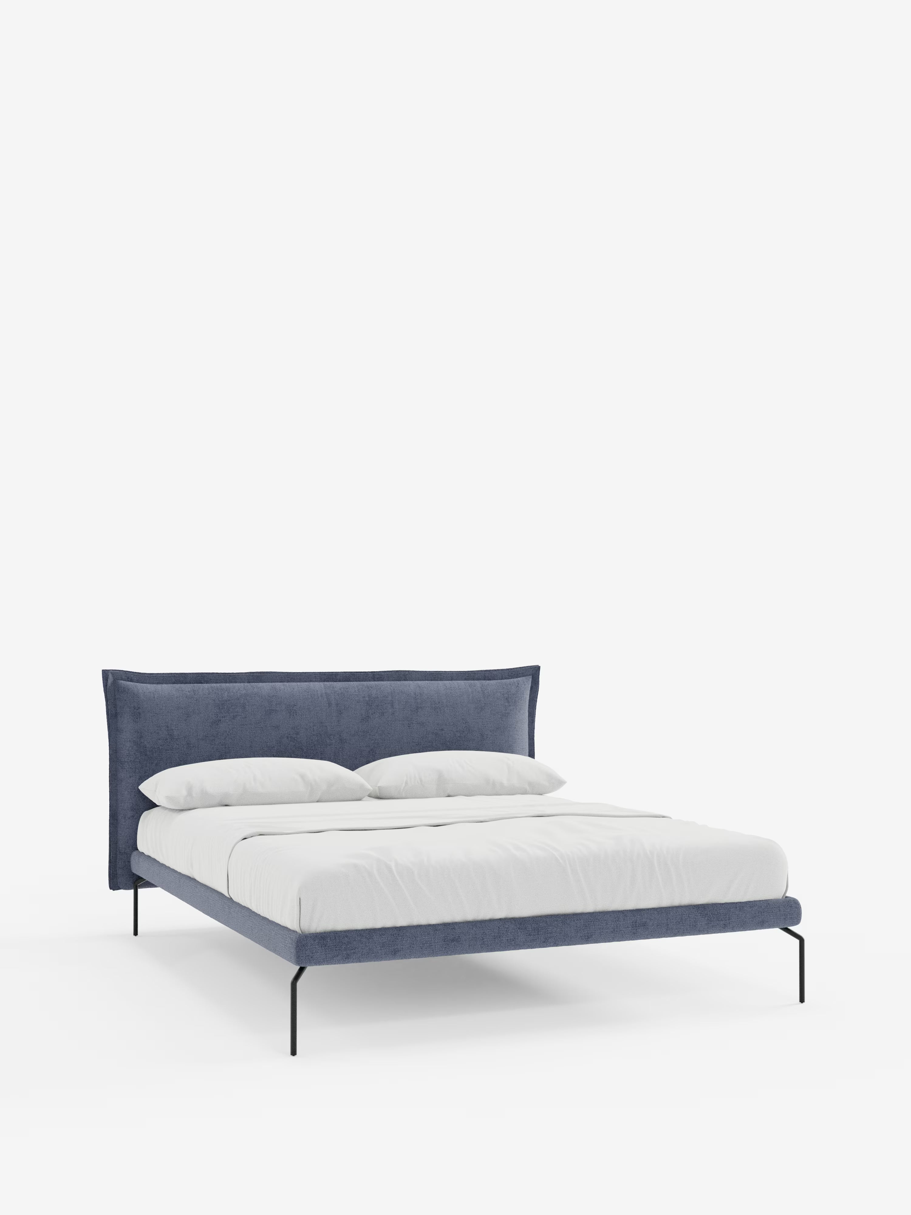Eric Upholstered removable cover bed with steel legs in stain-resistant fabric