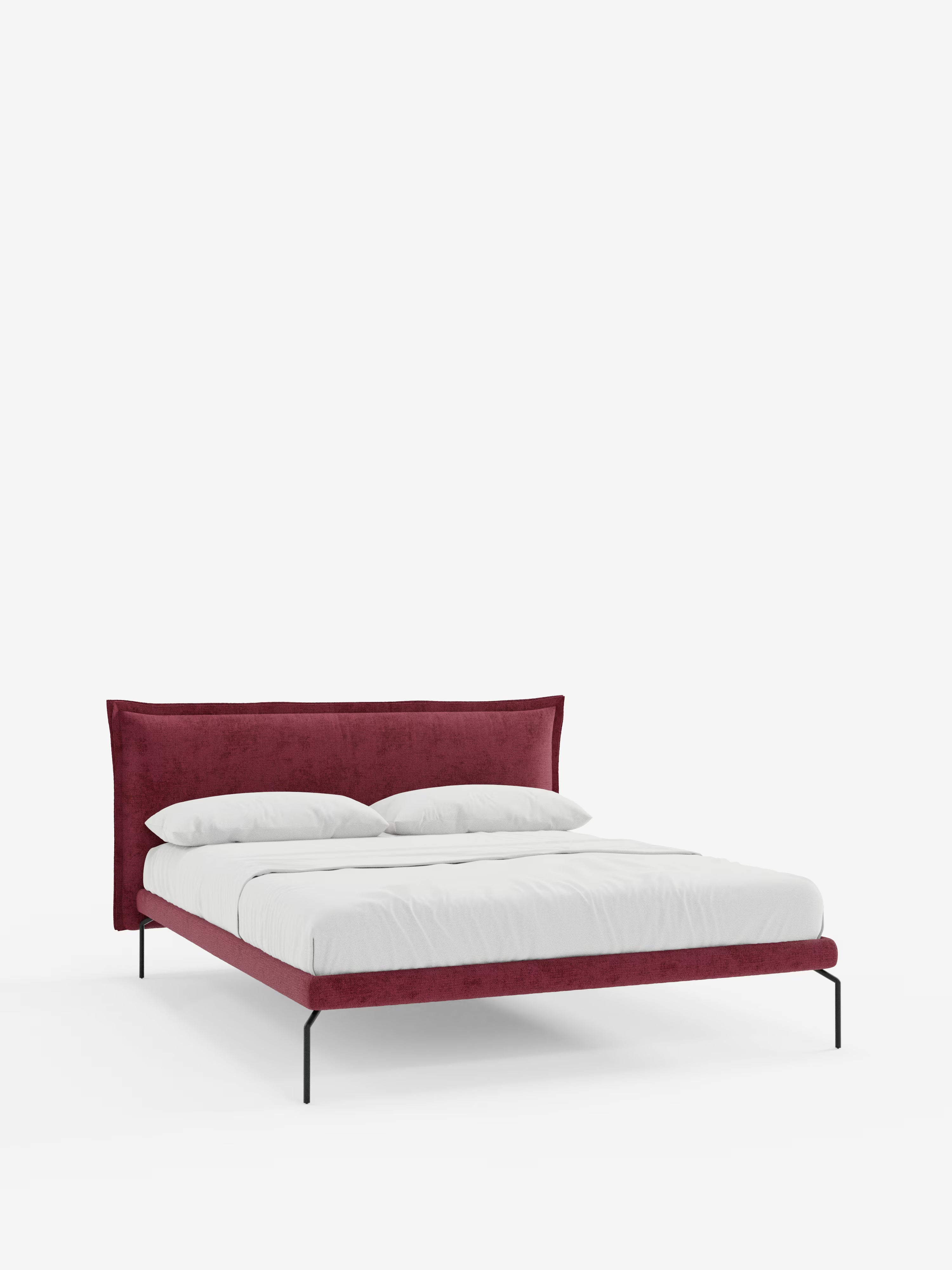 Eric Upholstered removable cover bed with steel legs in stain-resistant fabric