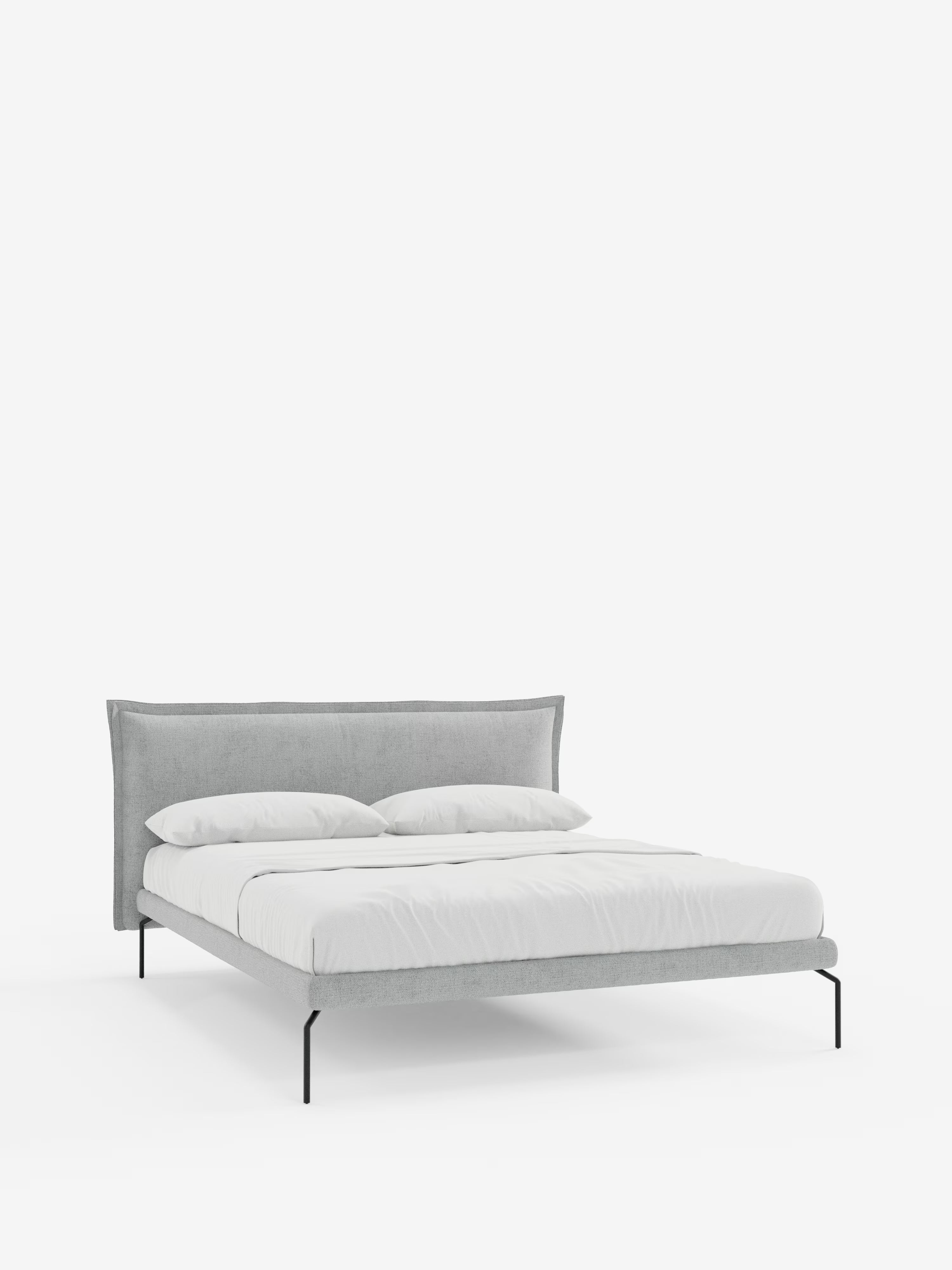 Eric Upholstered removable cover bed with steel legs in stain-resistant fabric