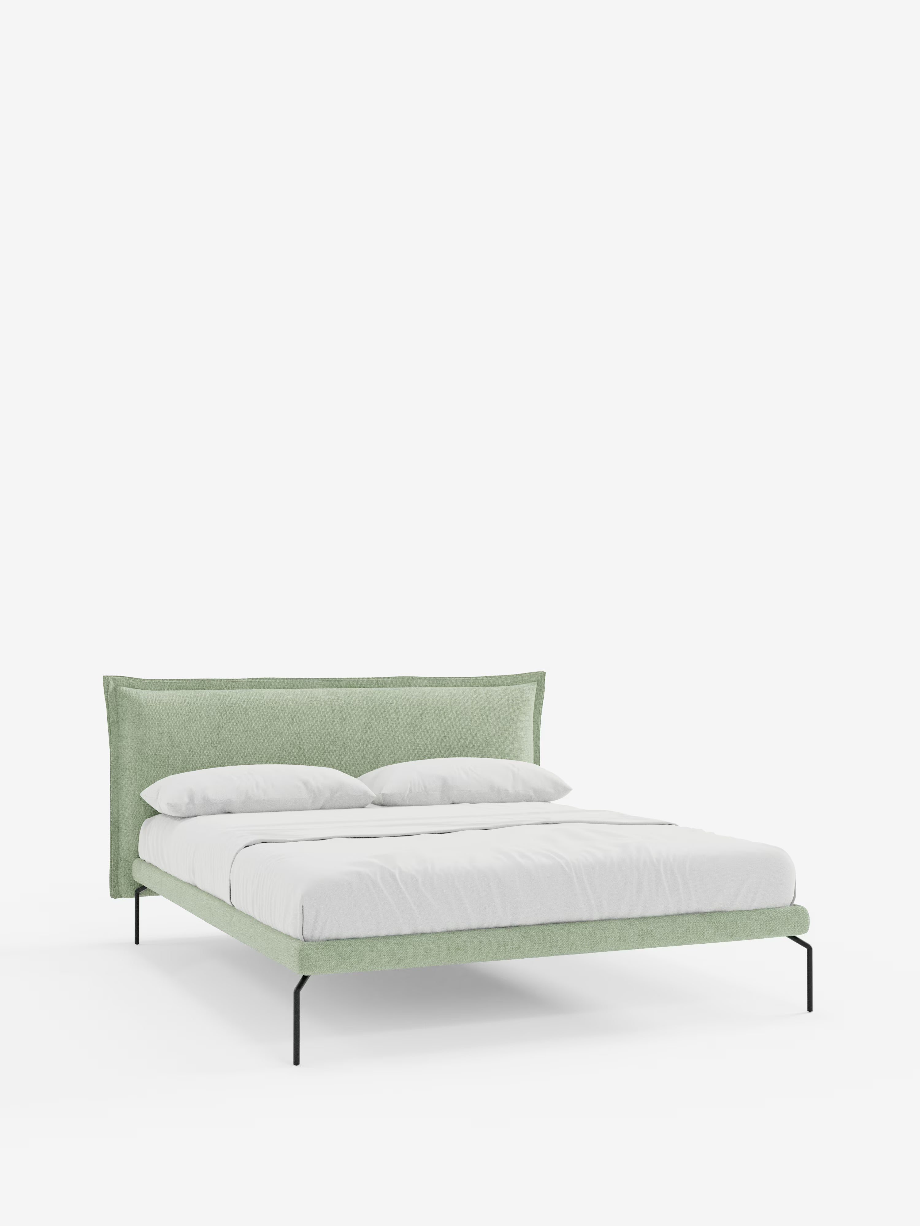 Eric Upholstered removable cover bed with steel legs in stain-resistant fabric