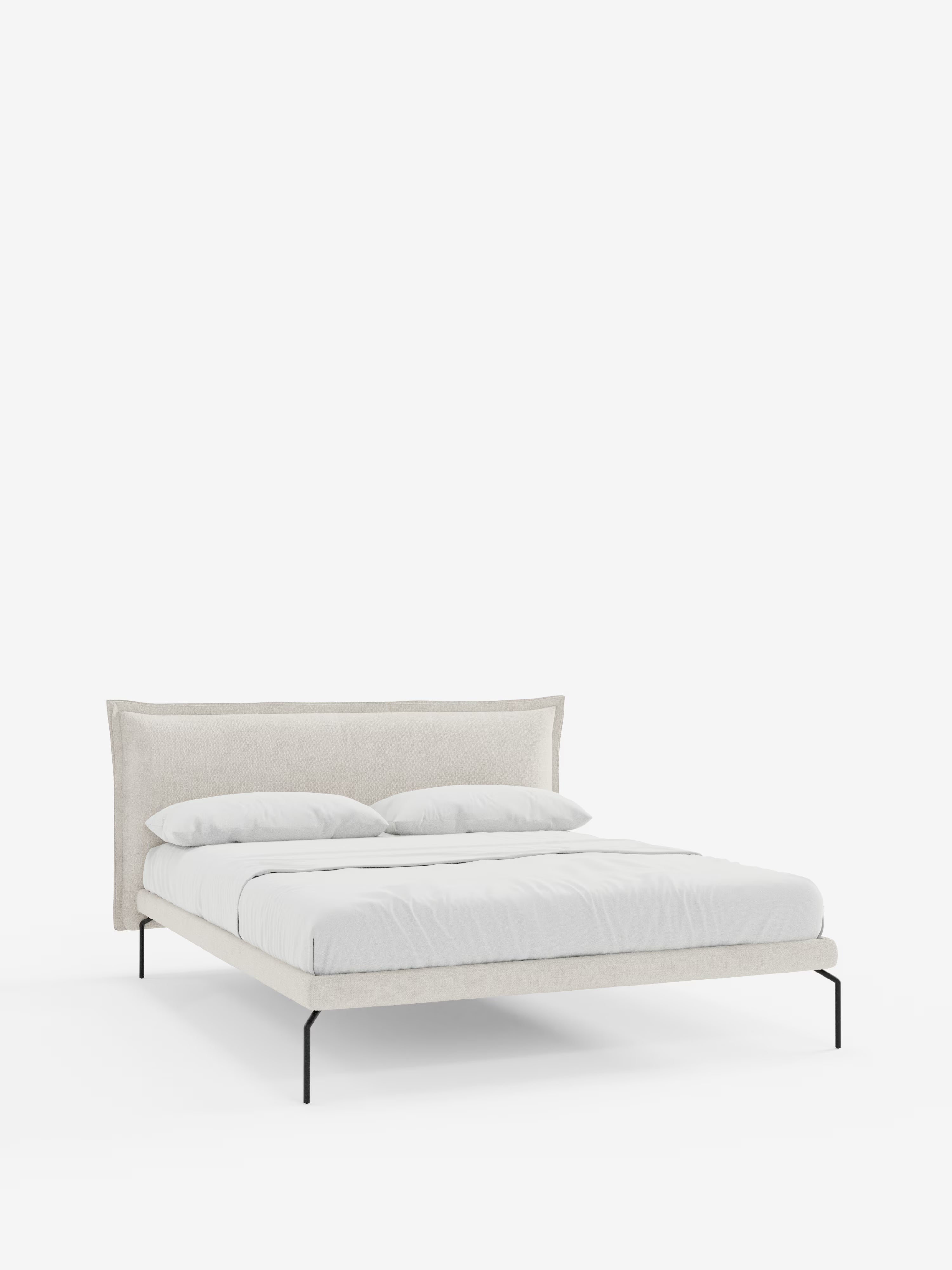 Eric Upholstered removable cover bed with steel legs in stain-resistant fabric