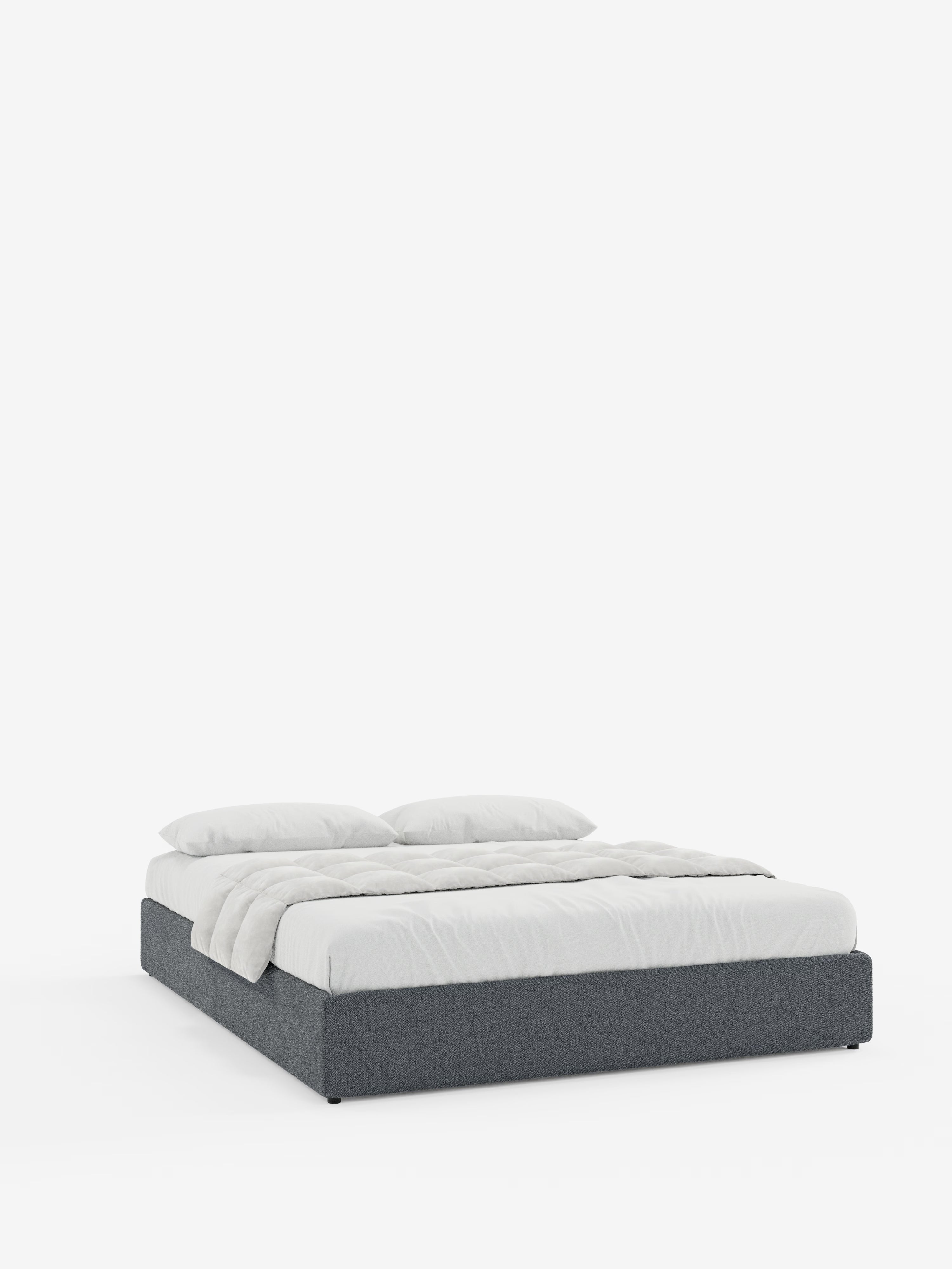 Ina Upholstered removable cover storage box spring in stain-resistant waterproof cotton-effect fabric