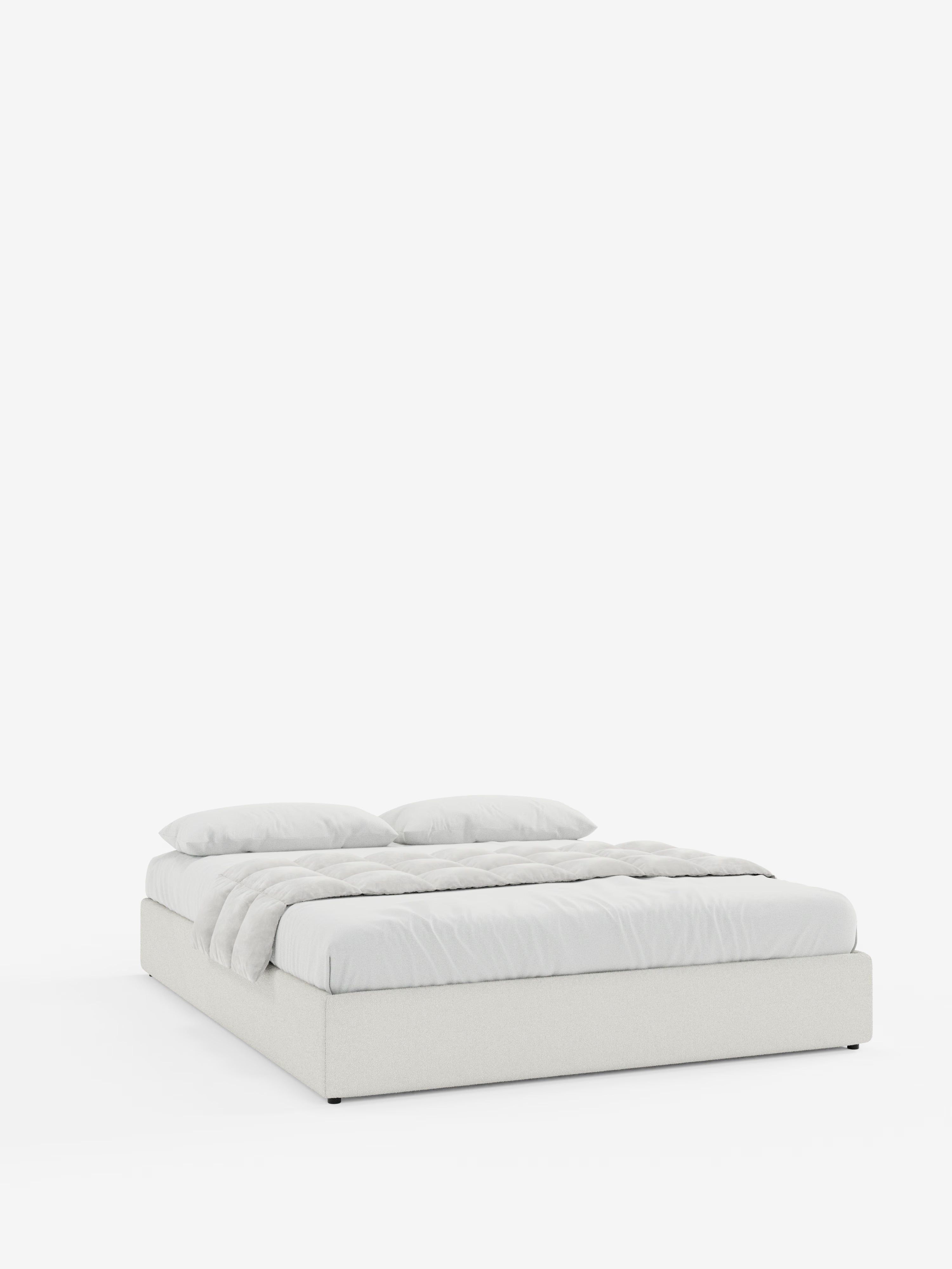 Ina Upholstered removable cover storage box spring in stain-resistant waterproof cotton-effect fabric