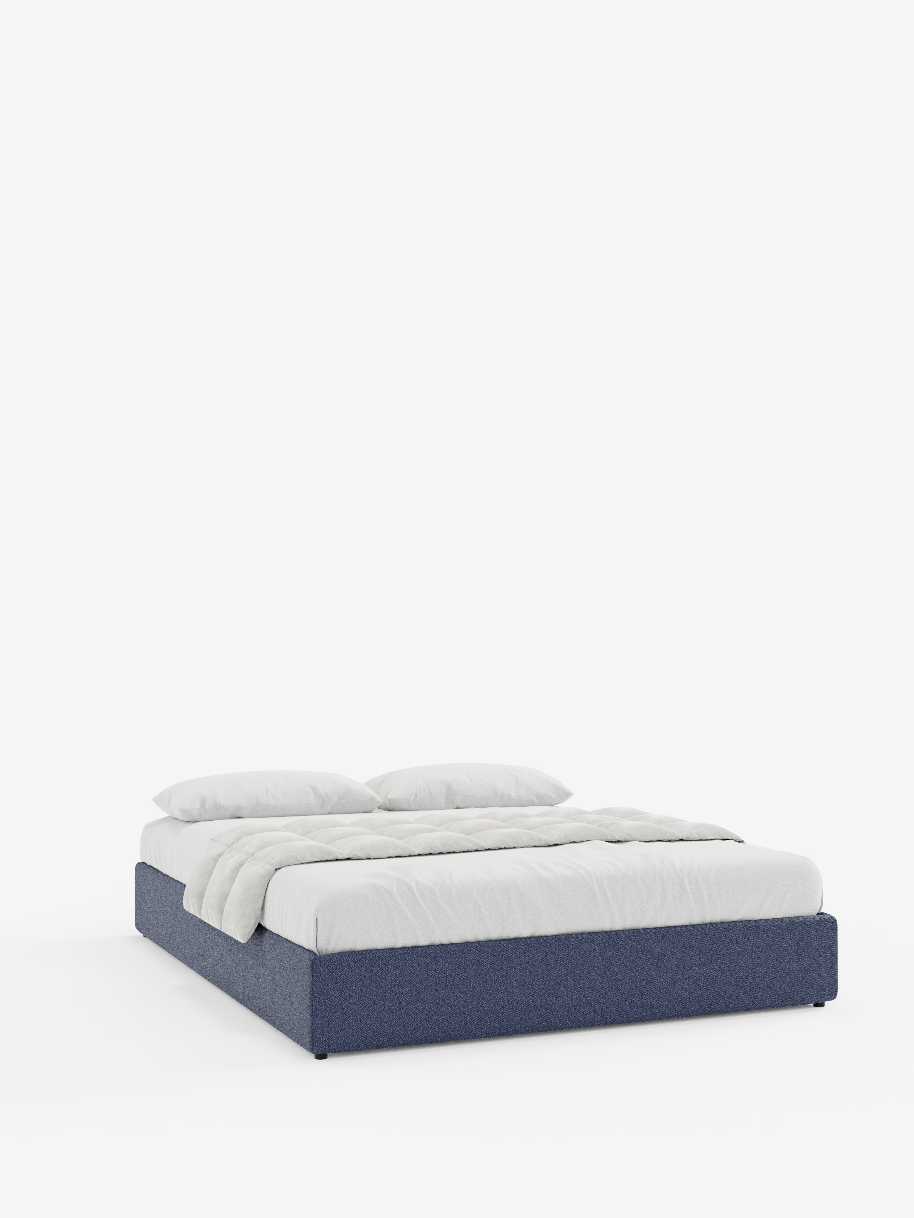 Ina Upholstered removable cover storage box spring in stain-resistant waterproof cotton-effect fabric