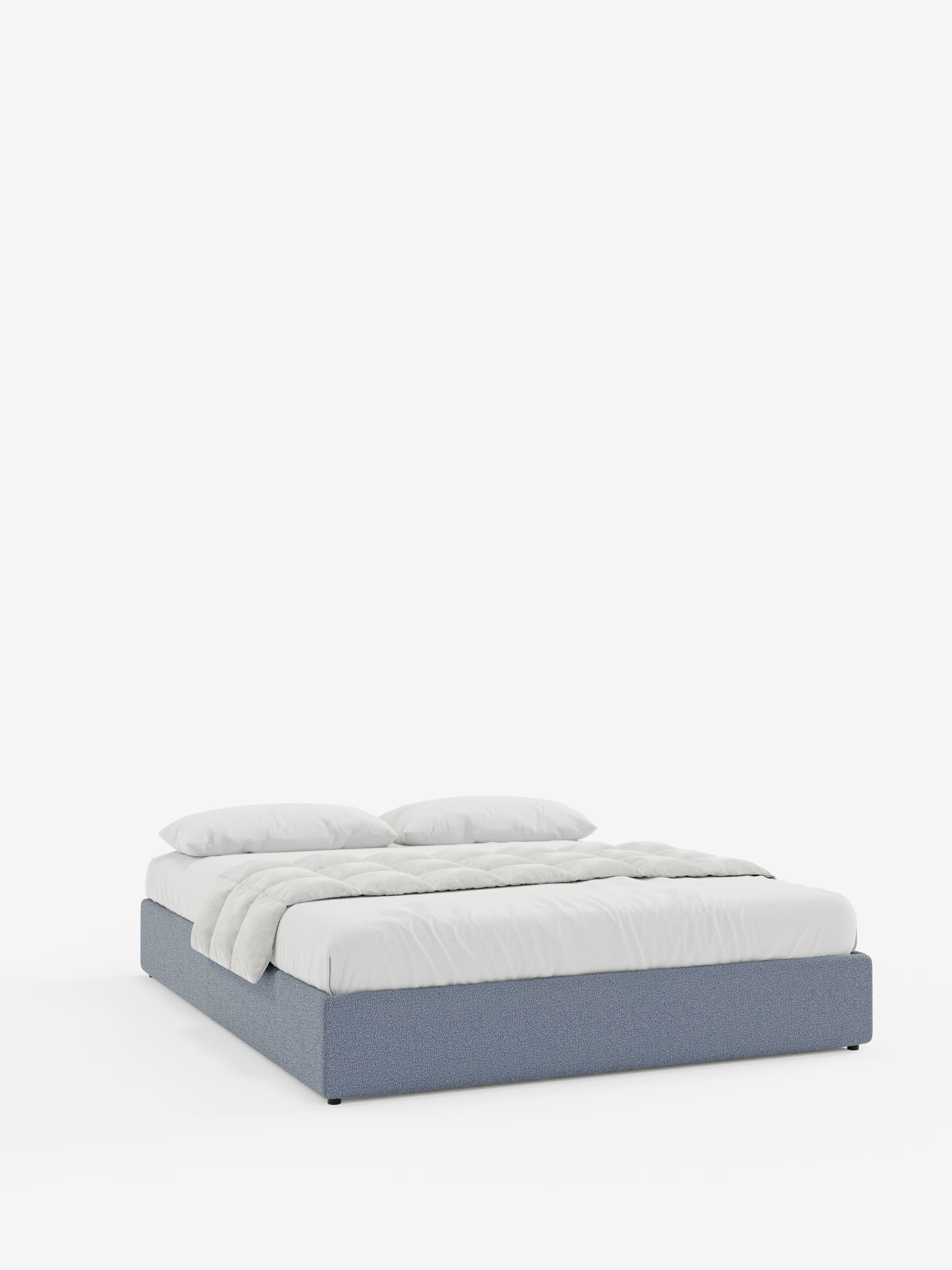Ina Upholstered removable cover storage box spring in stain-resistant waterproof cotton-effect fabric