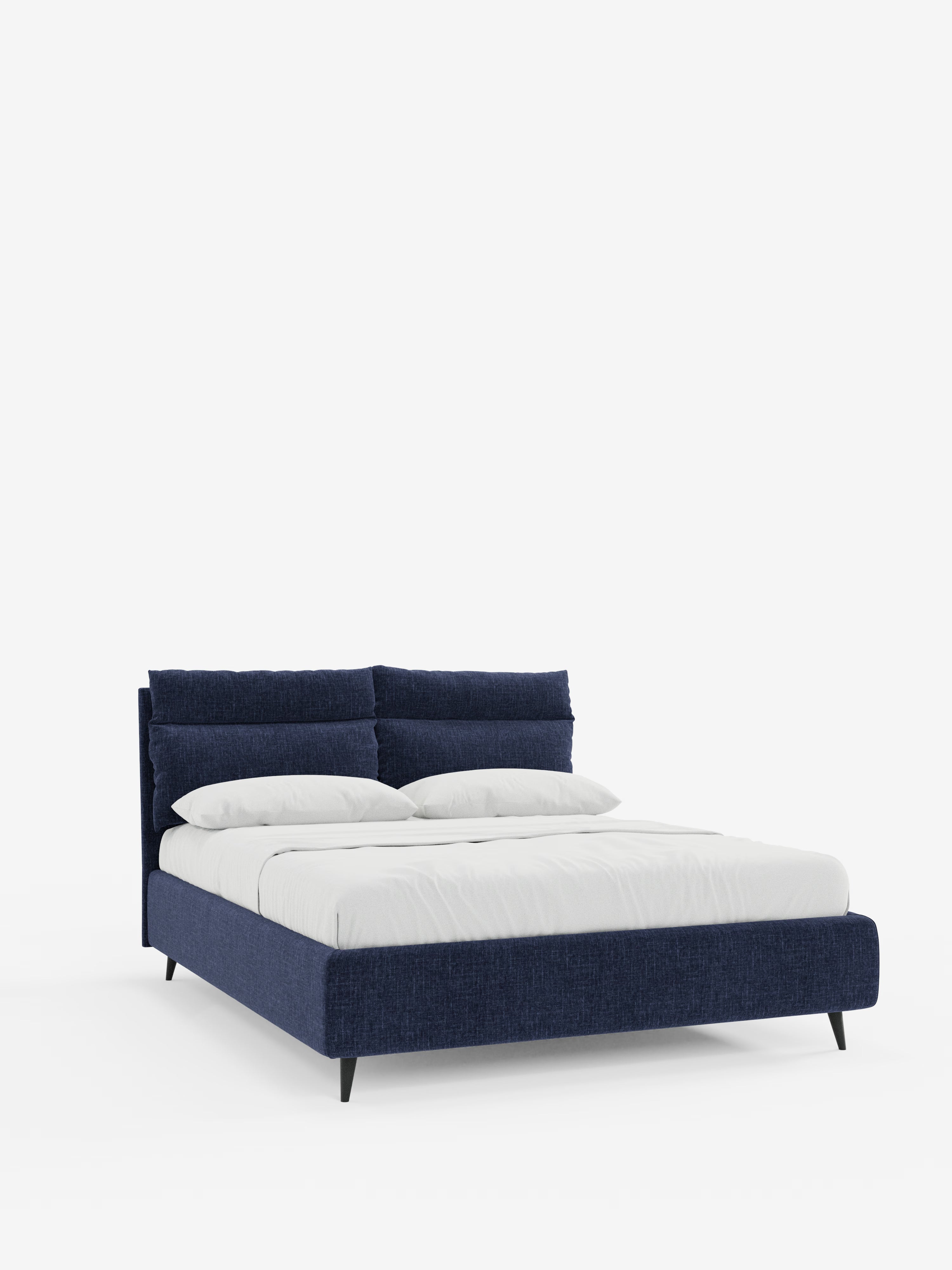 Jerry Upholstered storage bed with reclining cushions in stain-resistant chenille fabric Quick-Clean