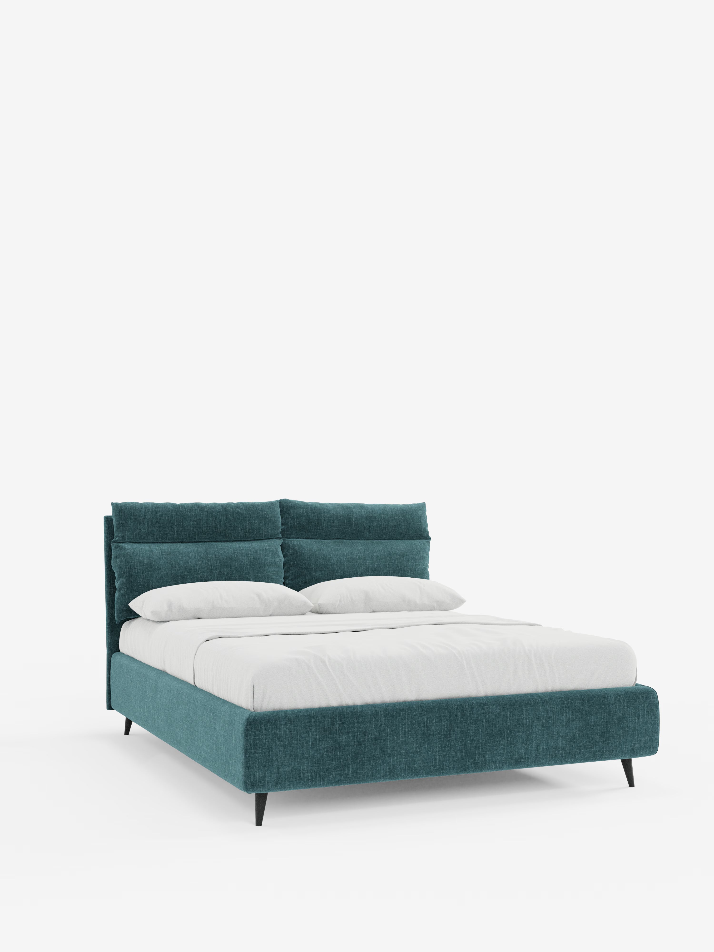 Jerry Upholstered storage bed with reclining cushions in stain-resistant chenille fabric Quick-Clean