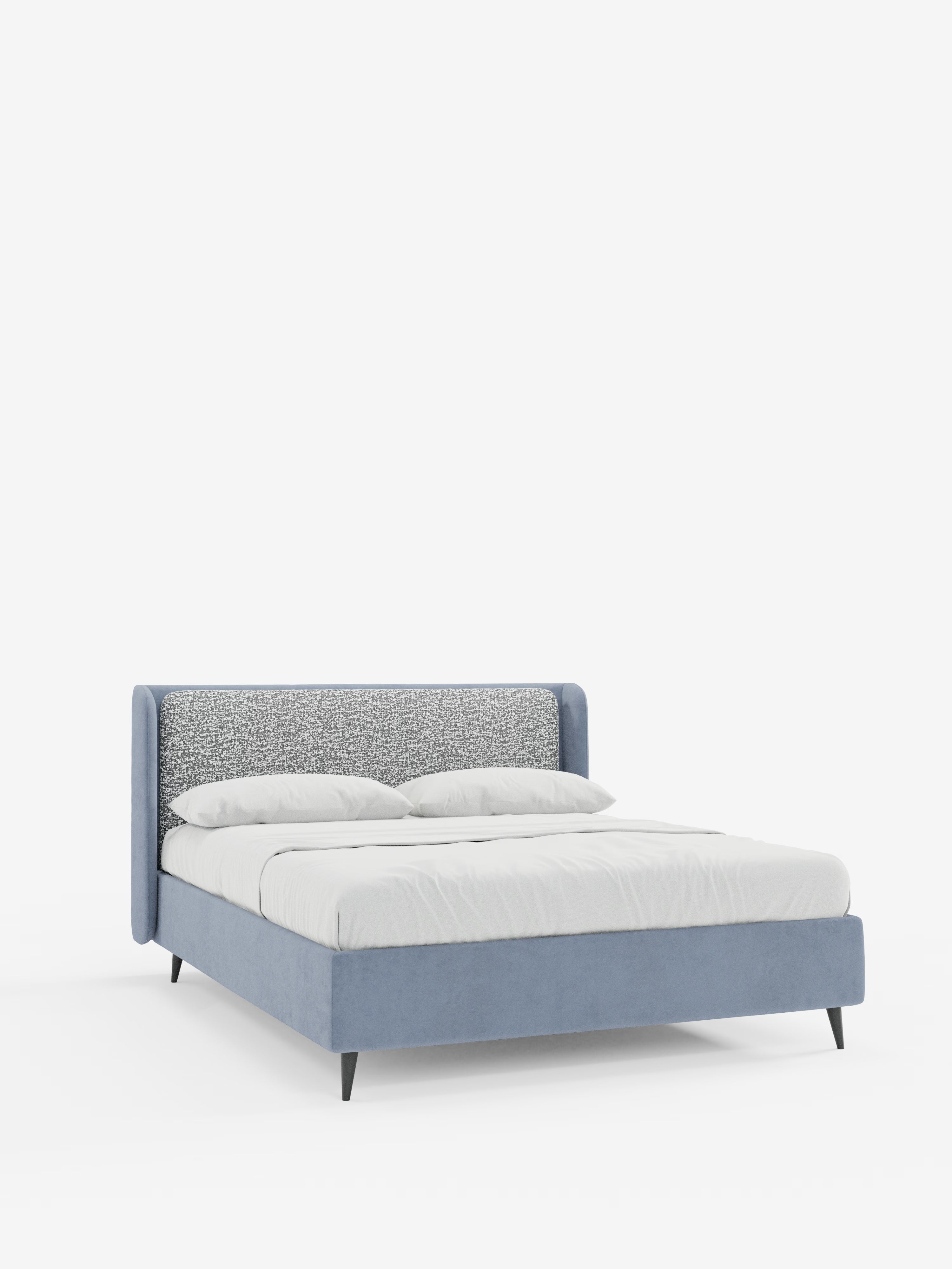 Nadine Cama con canapé tapizada de doble tejido Magnolia Bouclé y Jazz microfibra antimanchas