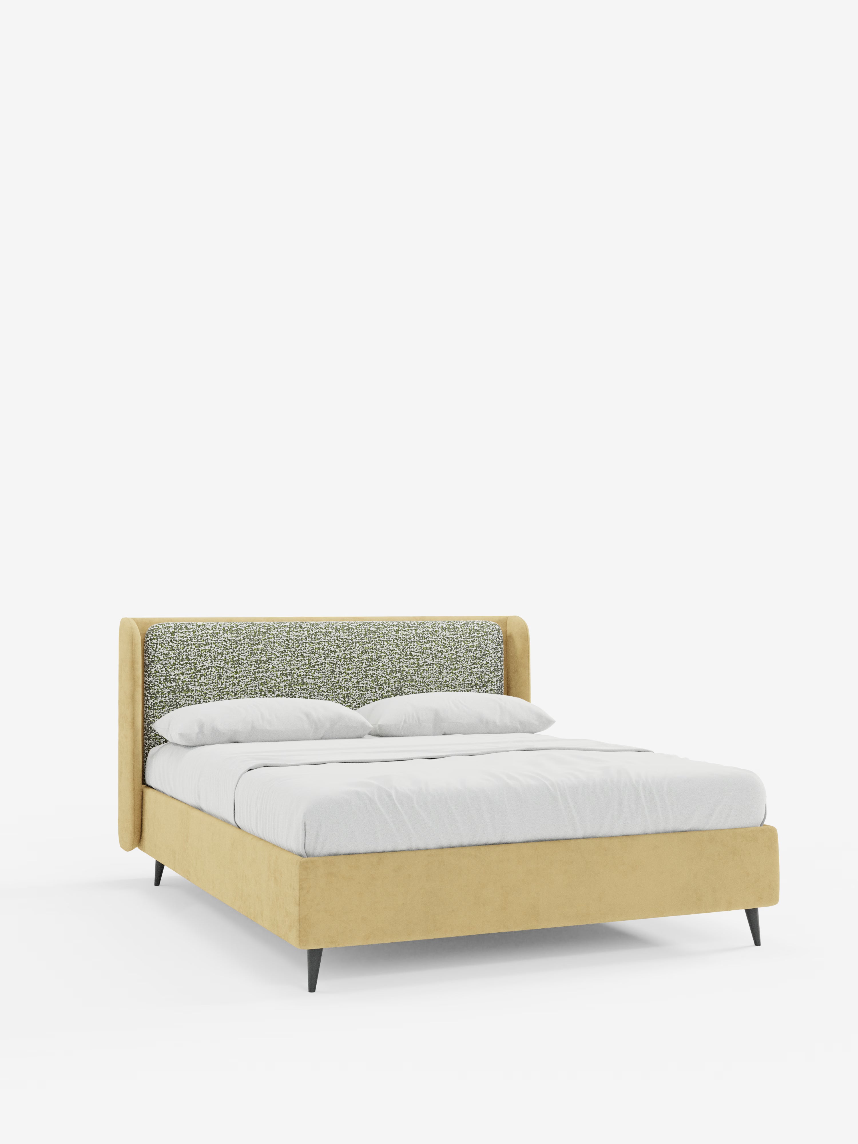 Nadine Cama con canapé tapizada de doble tejido Magnolia Bouclé y Jazz microfibra antimanchas