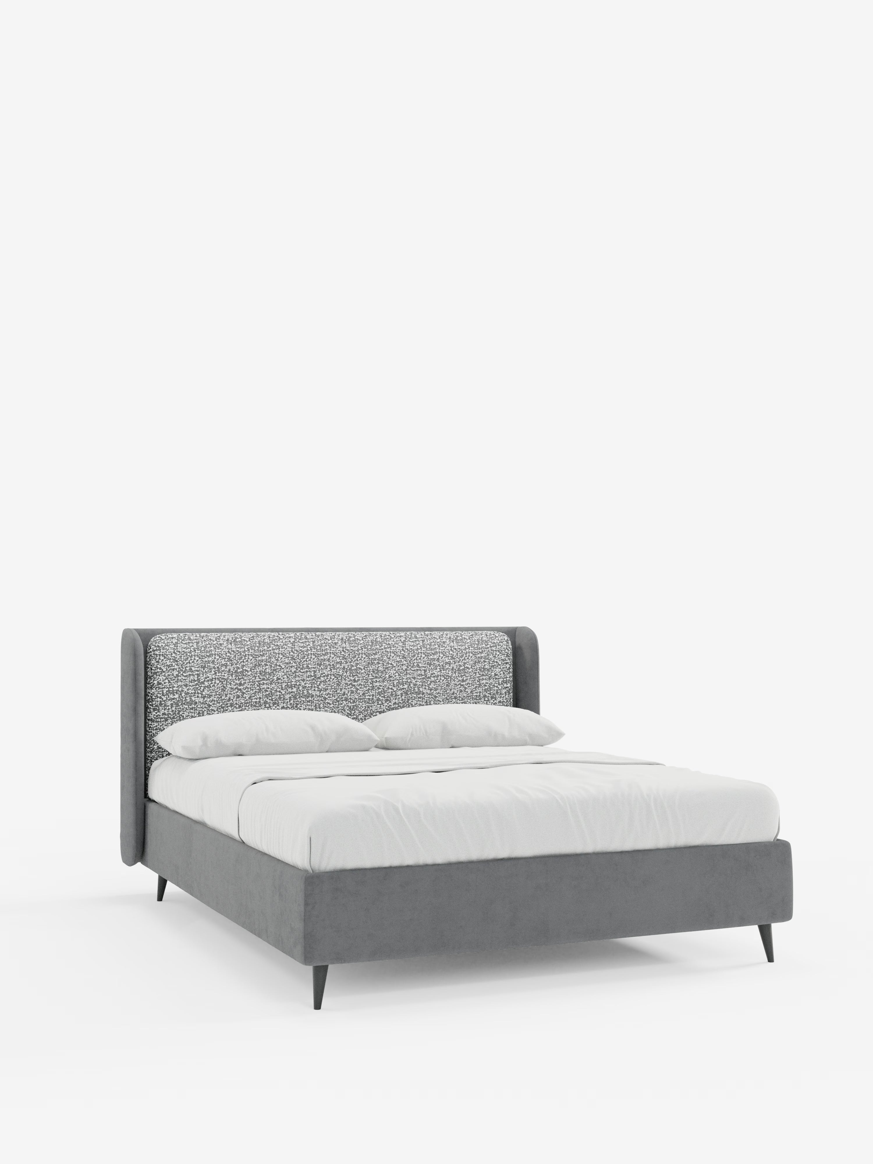 Nadine Cama con canapé tapizada de doble tejido Magnolia Bouclé y Jazz microfibra antimanchas