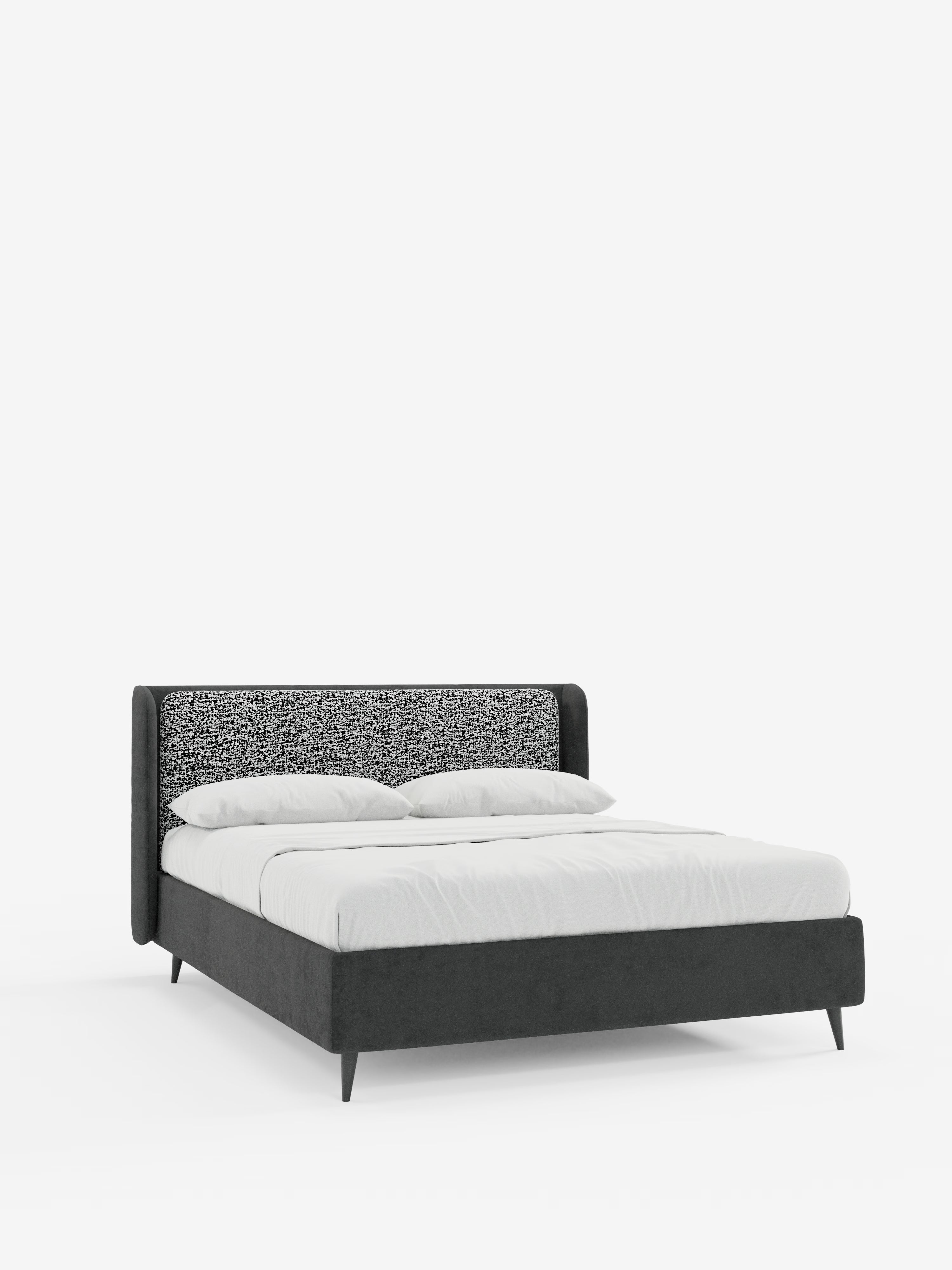Nadine Cama con canapé tapizada de doble tejido Magnolia Bouclé y Jazz microfibra antimanchas