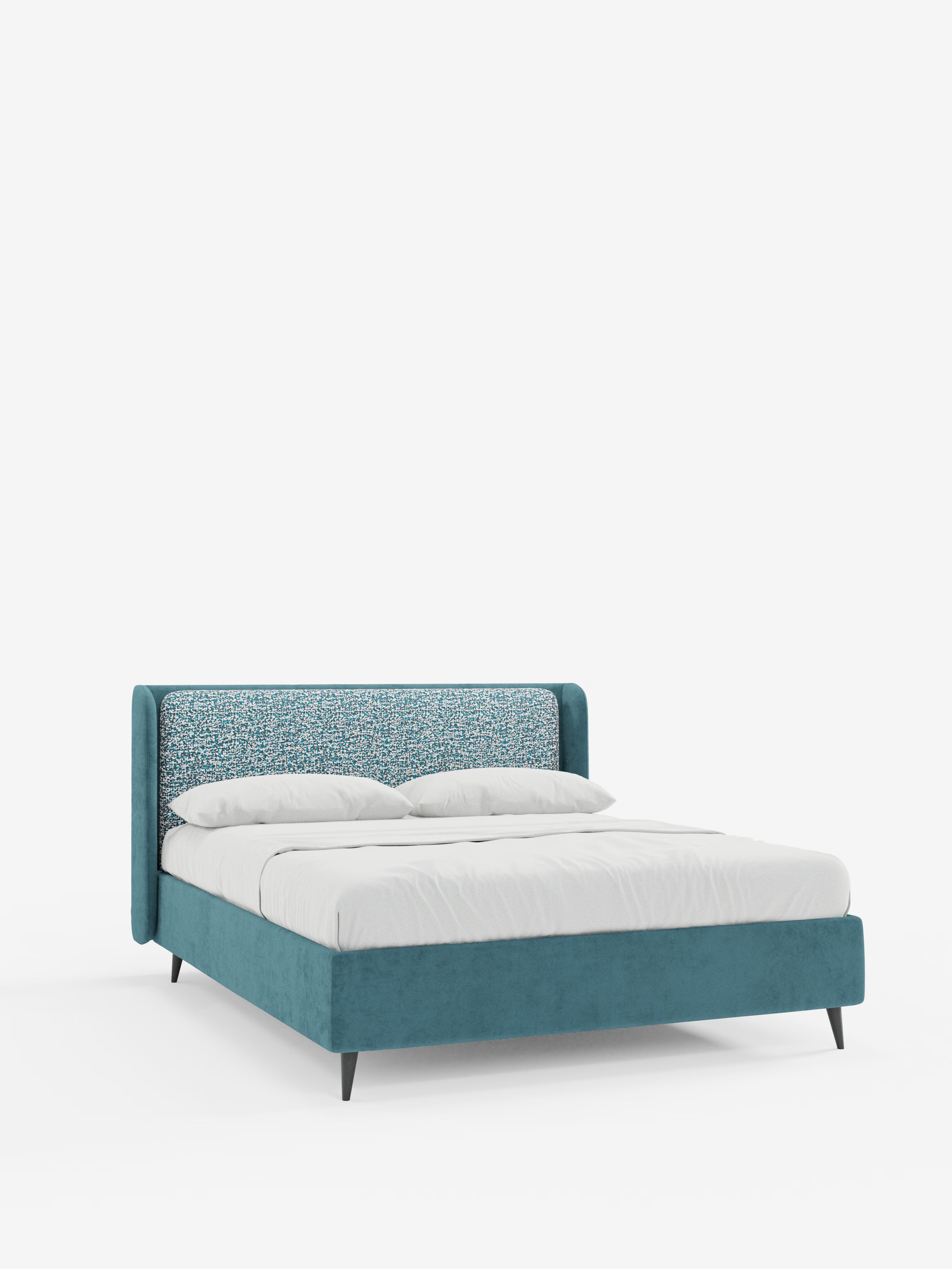 Nadine Cama con canapé tapizada de doble tejido Magnolia Bouclé y Jazz microfibra antimanchas