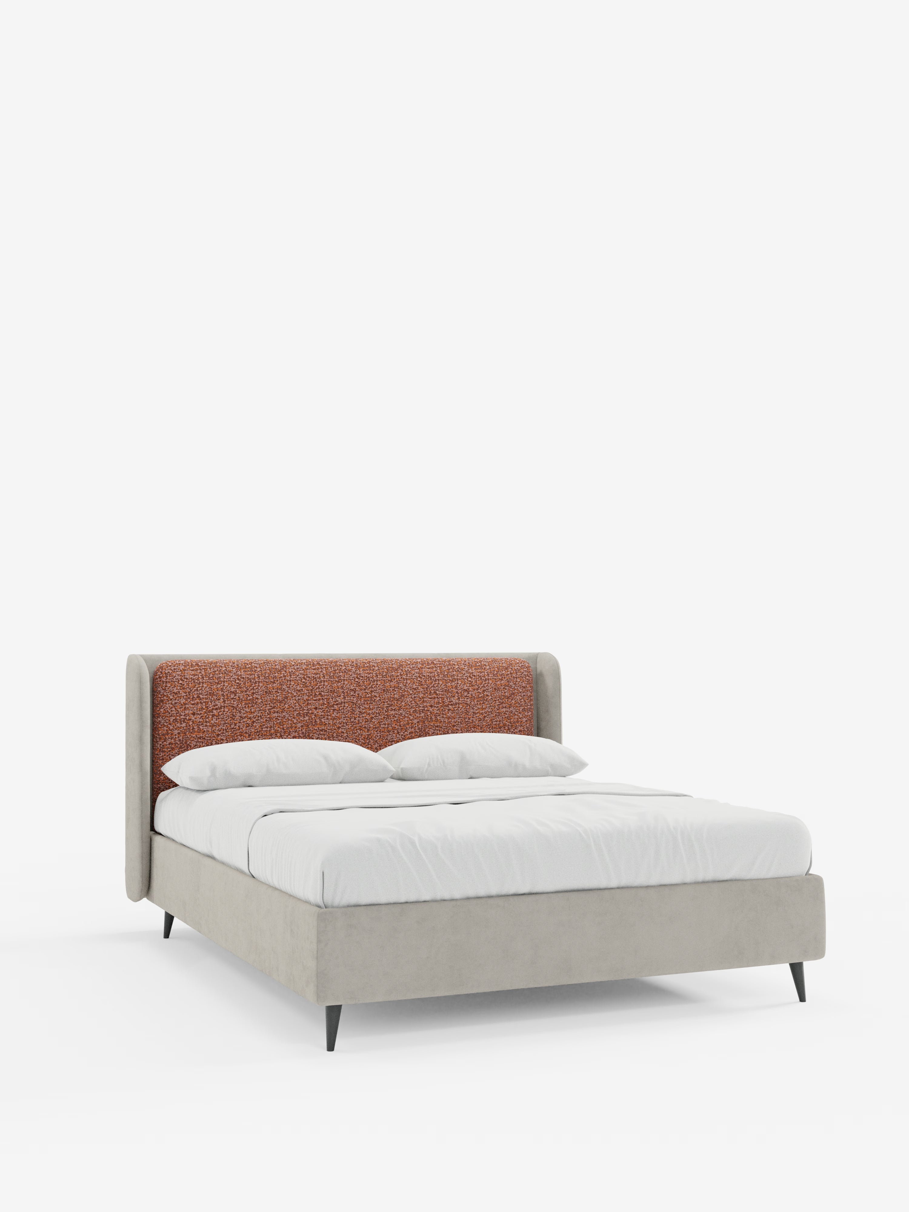Nadine Cama con canapé tapizada de doble tejido Magnolia Bouclé y Jazz microfibra antimanchas