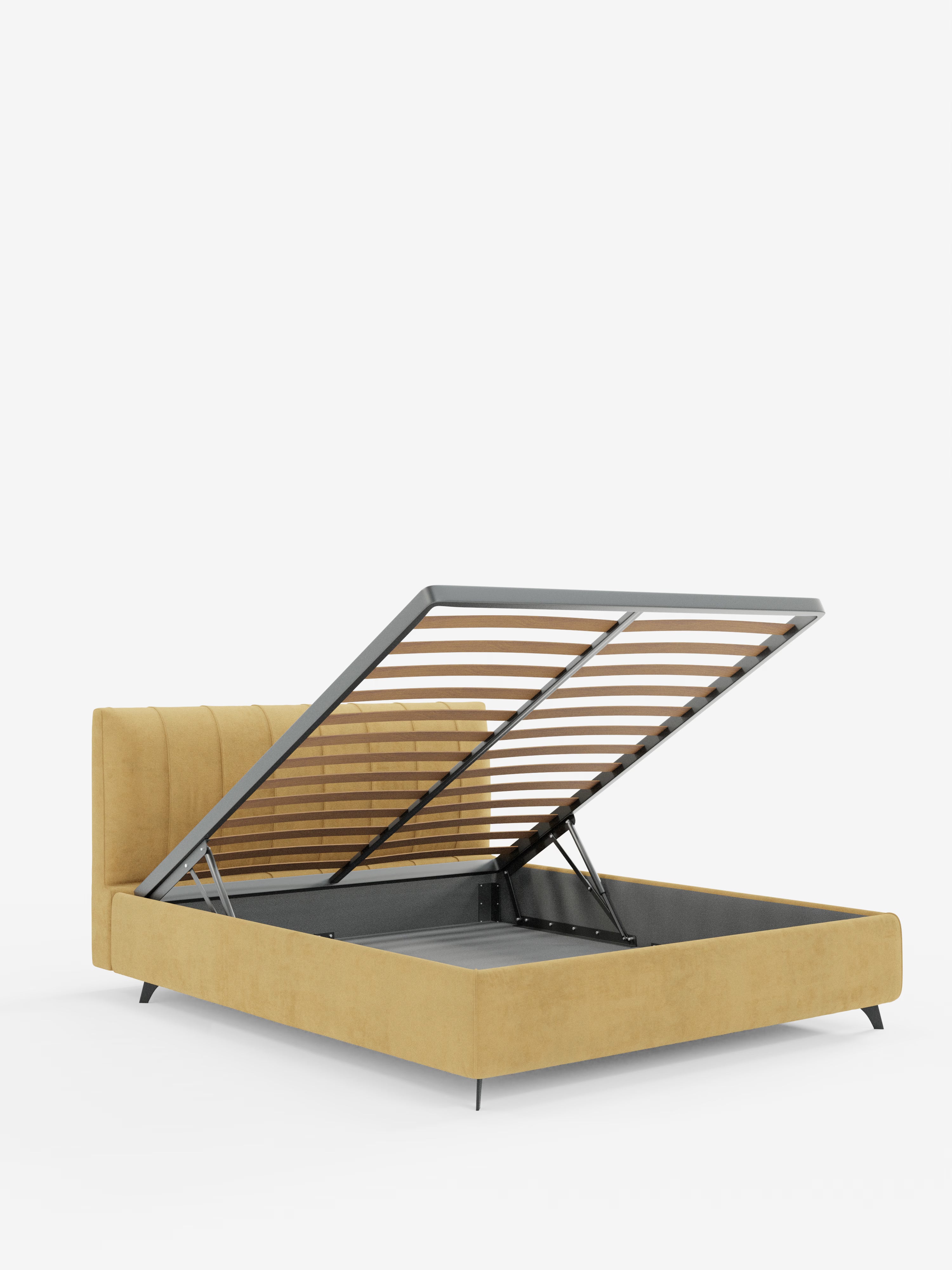 Bogart Modern double storage bed in stain-resistant microfiber, removable cover, and spacious compartment
