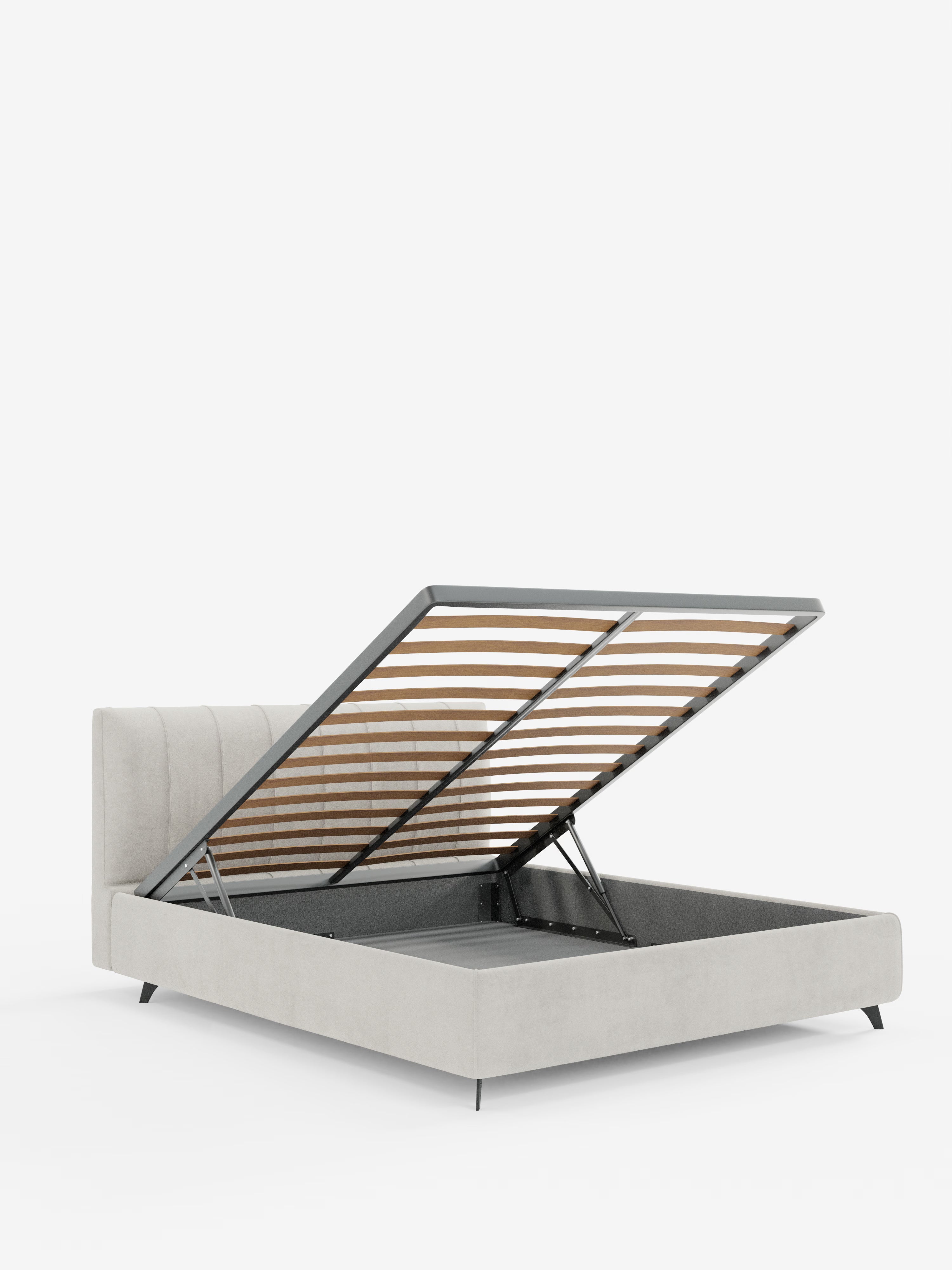 Bogart Modern double storage bed in stain-resistant microfiber, removable cover, and spacious compartment