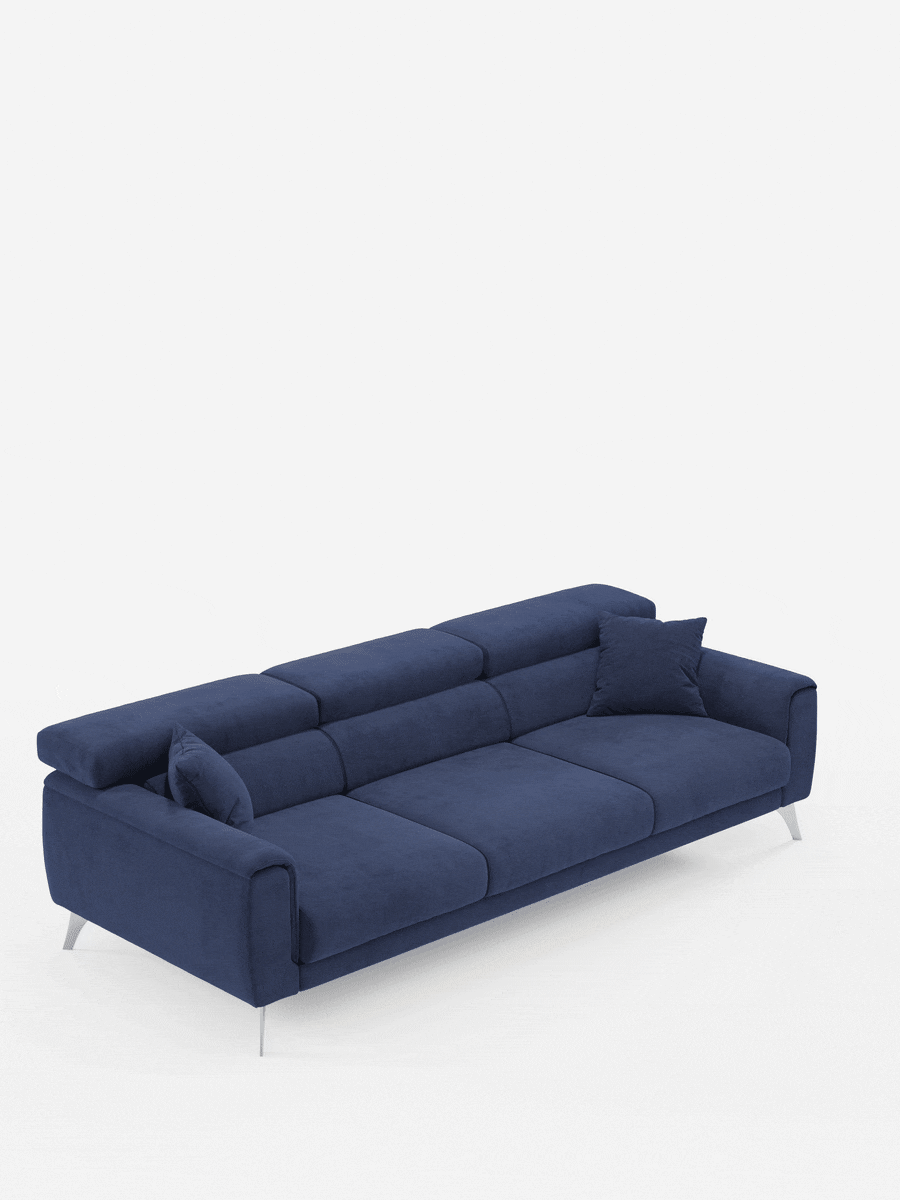 Caravaggio Sofa für 4 Personen mit drei ausziehbaren Sitzen und verstellbaren Kopfstützen aus fleckenabweisendem Stoff