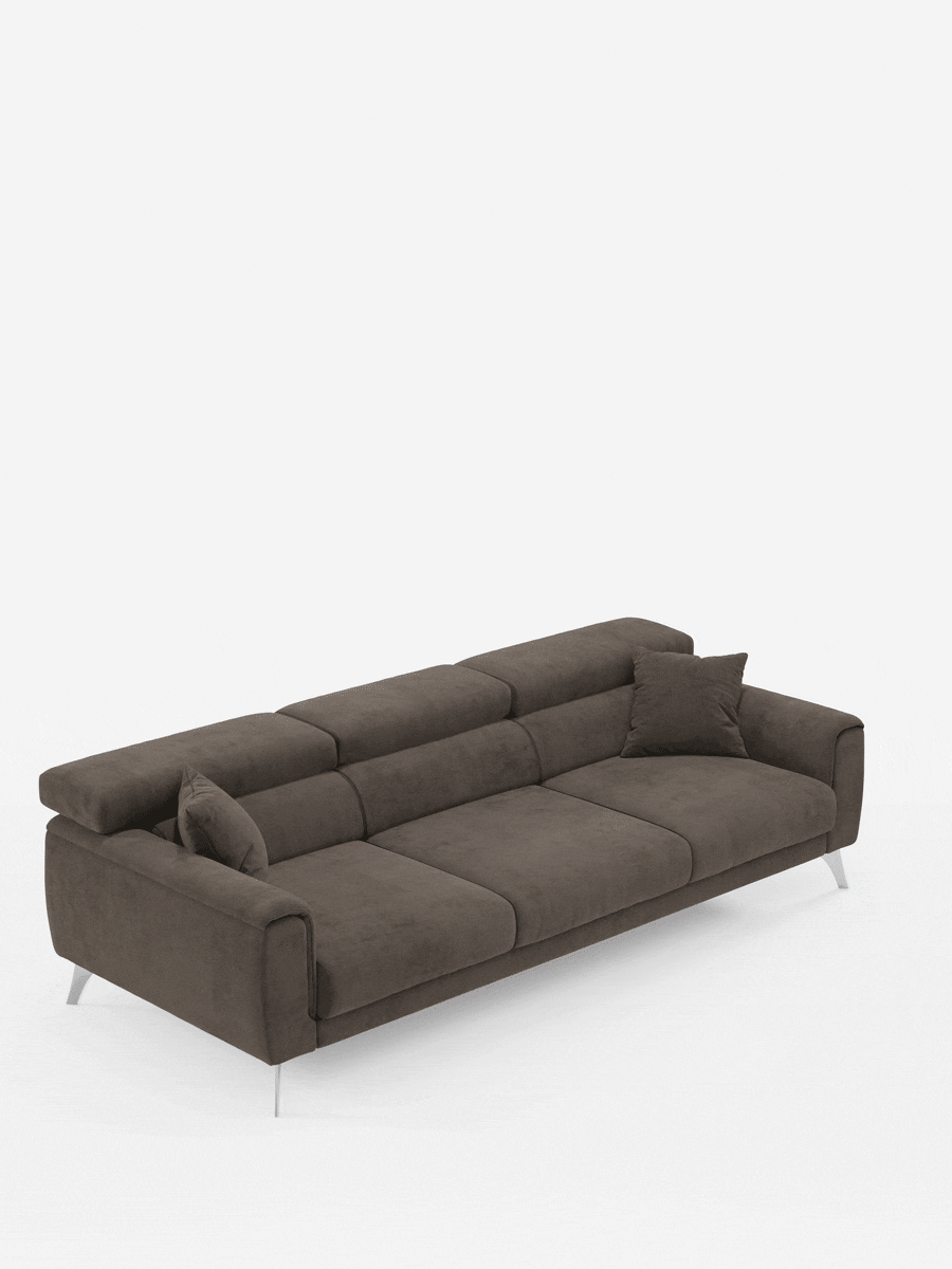 Caravaggio Sofa für 4 Personen mit drei ausziehbaren Sitzen und verstellbaren Kopfstützen aus fleckenabweisendem Stoff