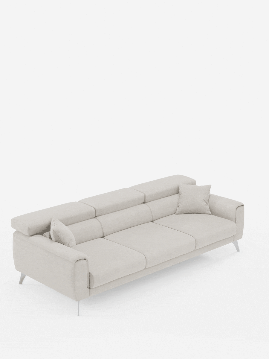 Caravaggio canapé 4 places avec trois assises extensibles et appuie-têtes inclinables en tissu déperlant