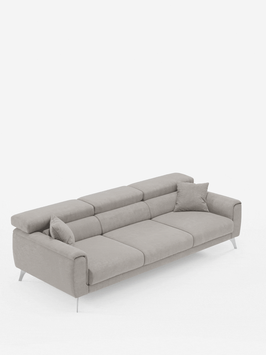 Caravaggio Sofa für 4 Personen mit drei ausziehbaren Sitzen und verstellbaren Kopfstützen aus fleckenabweisendem Stoff