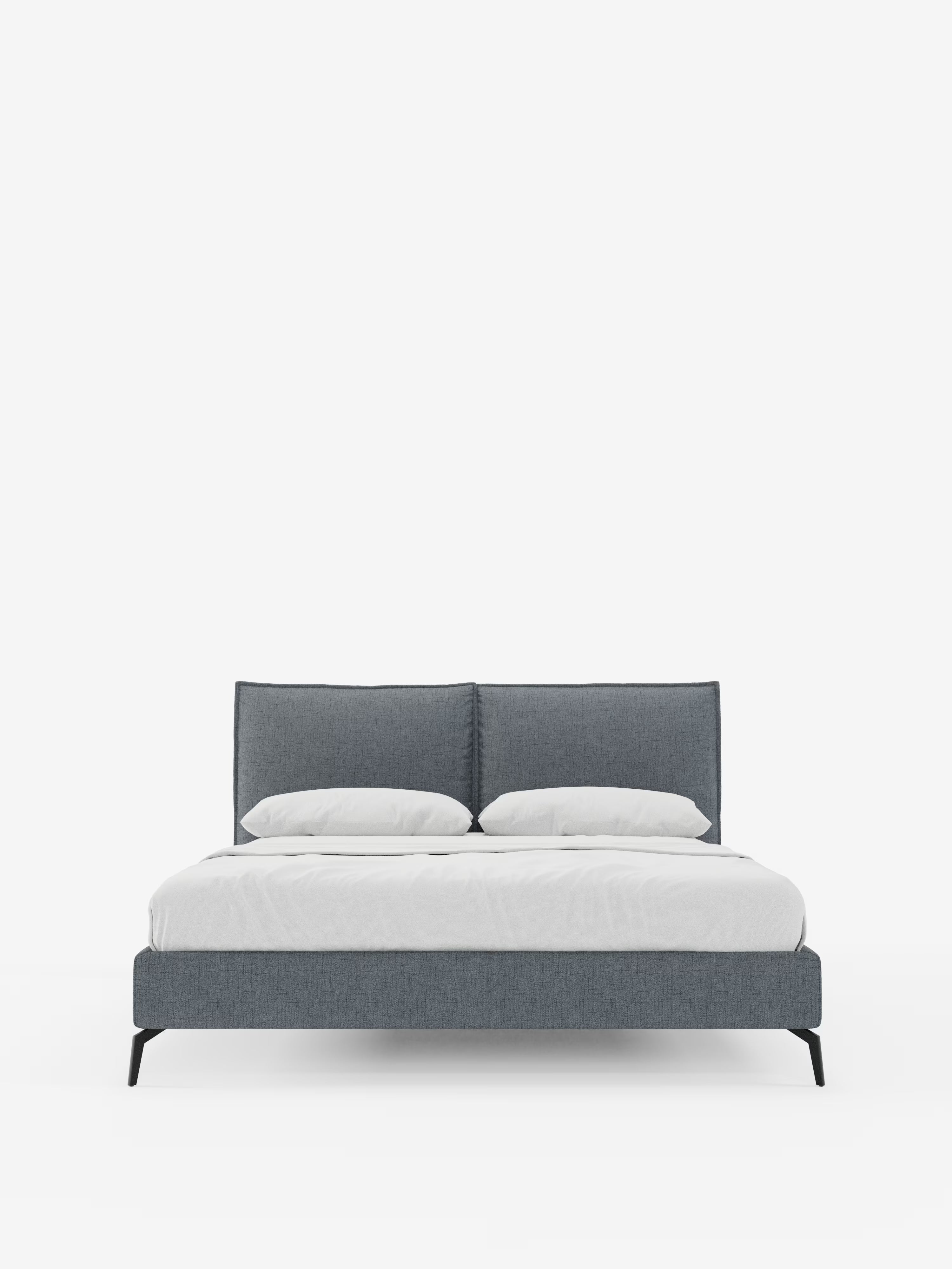 Cloe Cama acolchada de diseño elegante con patas de metal y tejido flameado impermeable