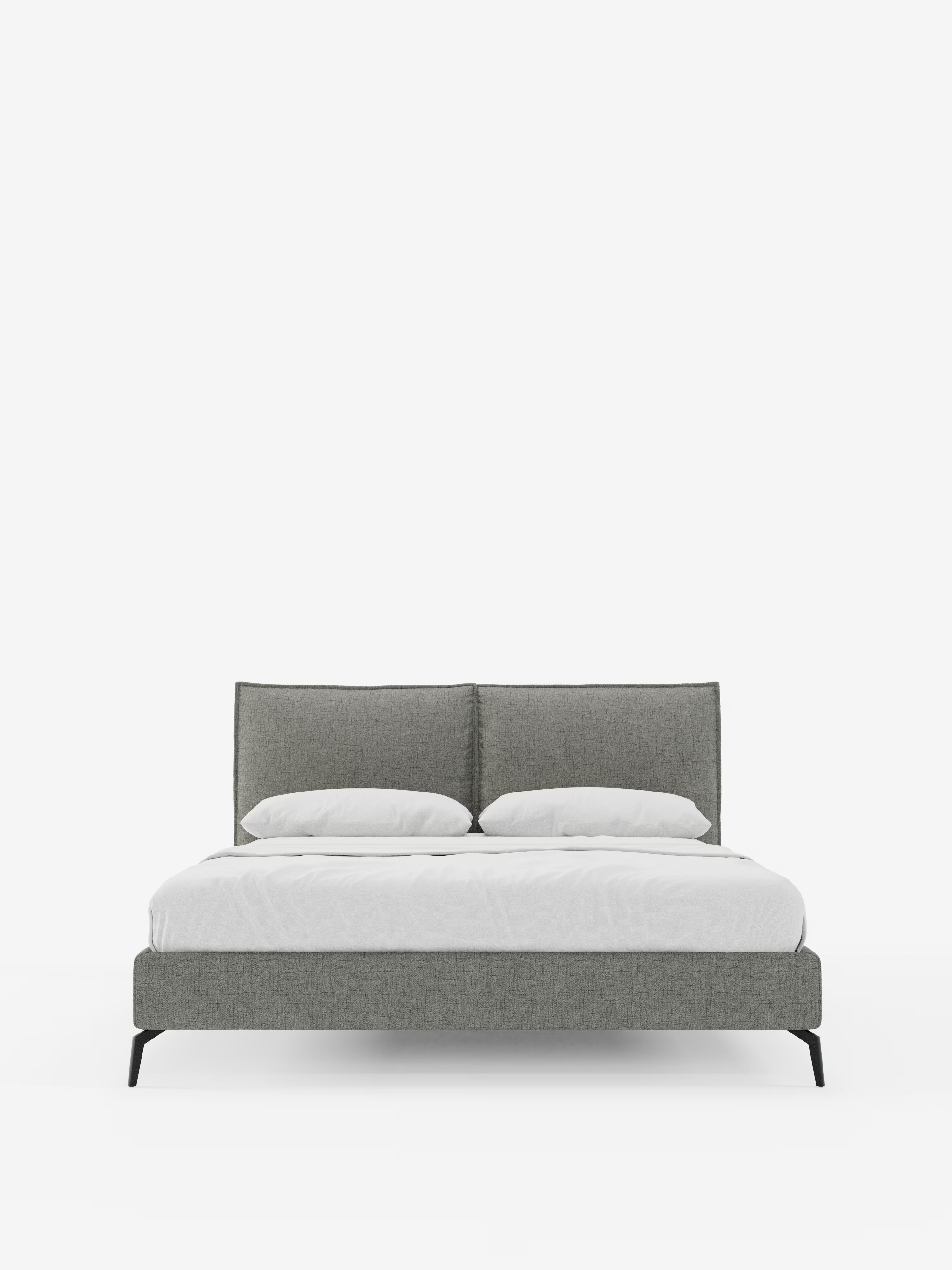 Cloe Cama acolchada de diseño elegante con patas de metal y tejido flameado impermeable