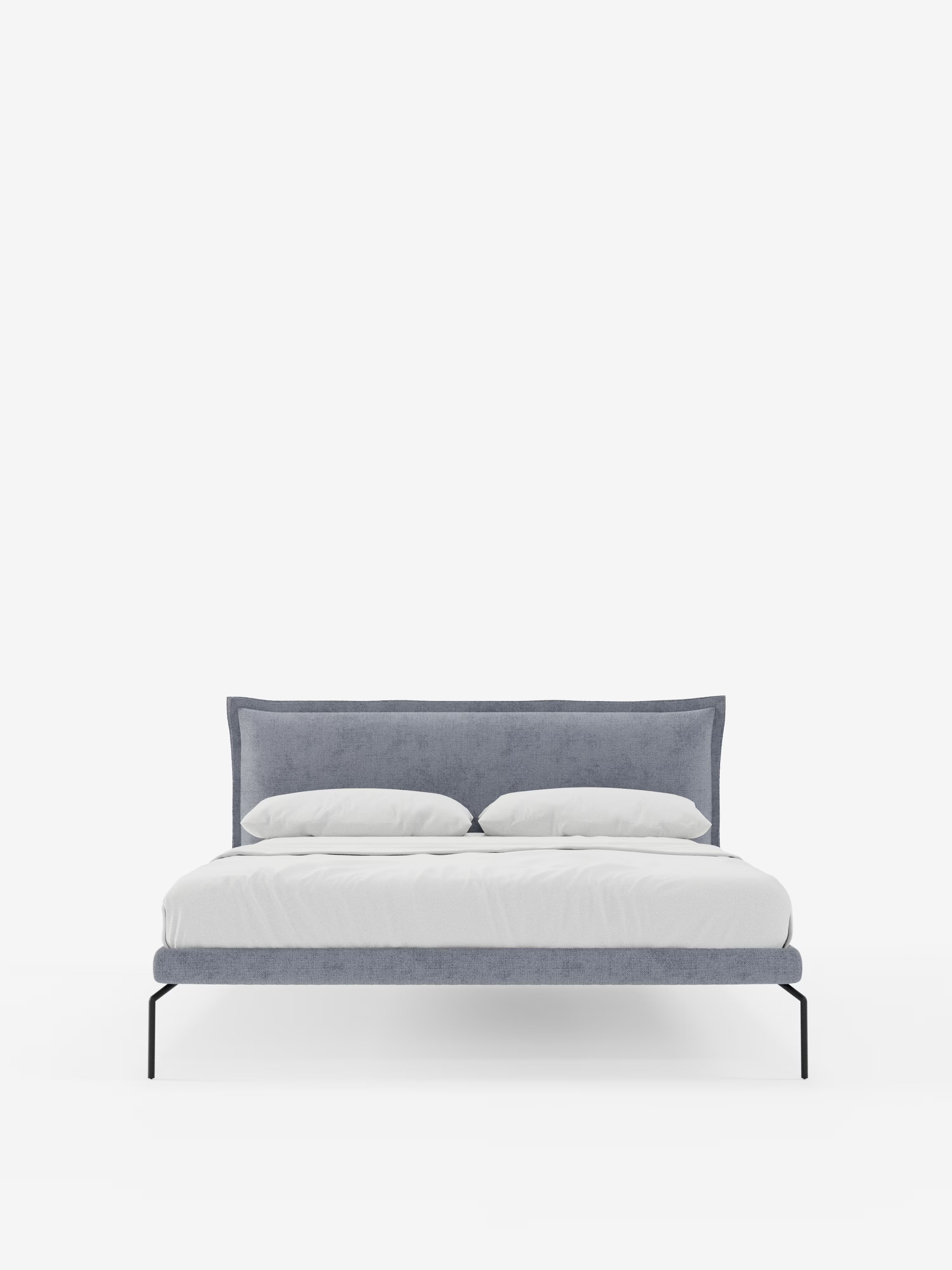Eric Upholstered removable cover bed with steel legs in stain-resistant fabric