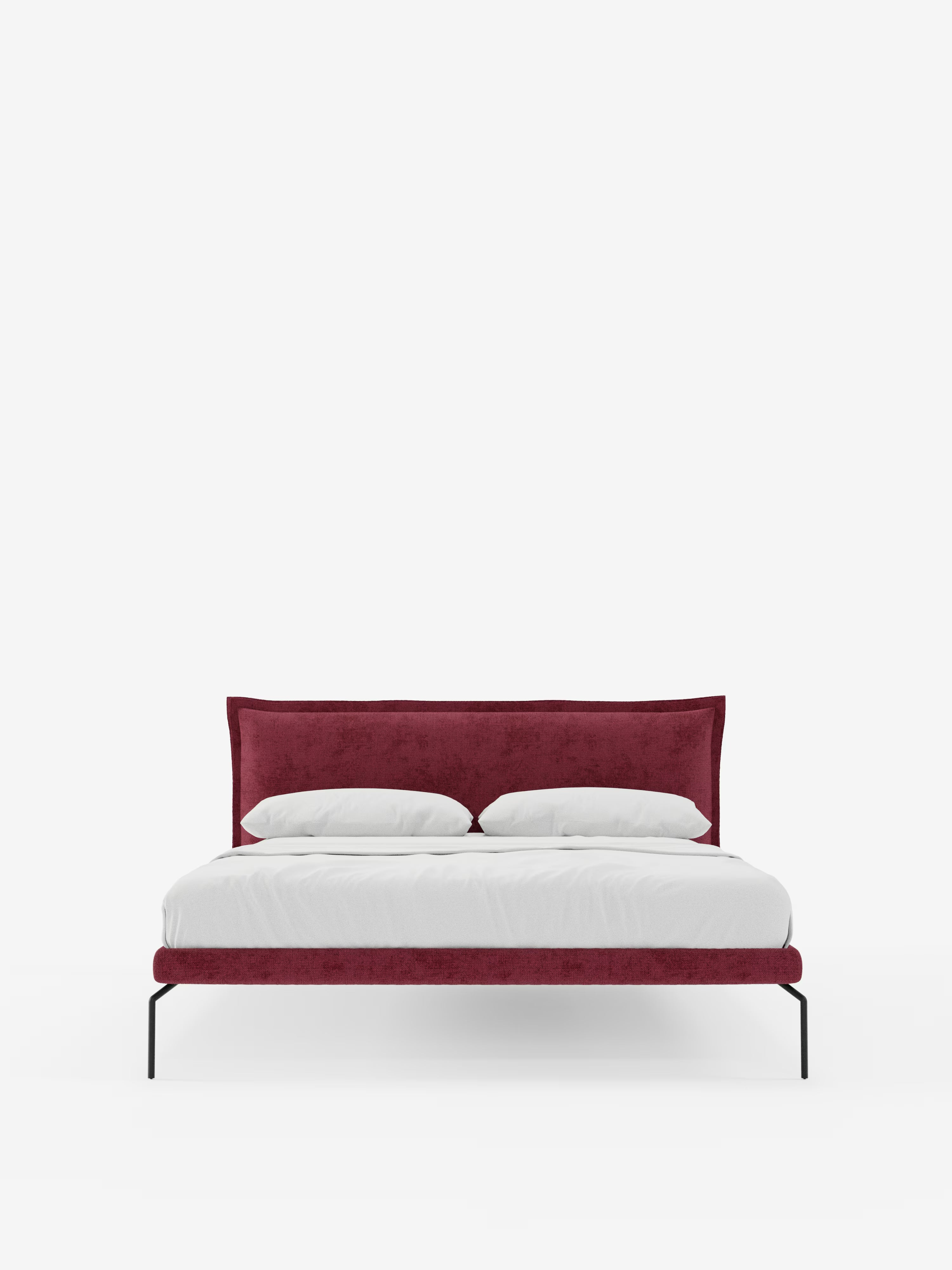 Eric Upholstered removable cover bed with steel legs in stain-resistant fabric