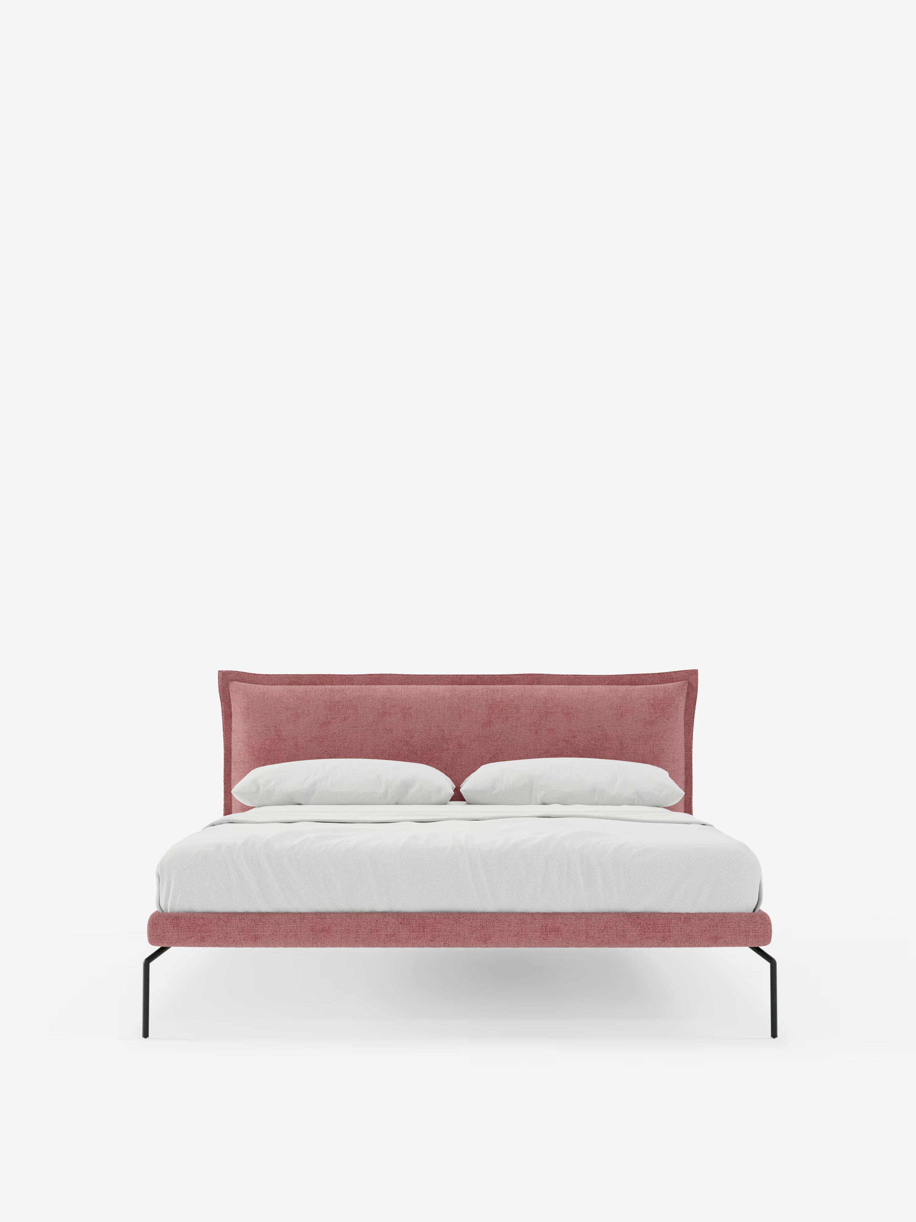 Eric Upholstered removable cover bed with steel legs in stain-resistant fabric