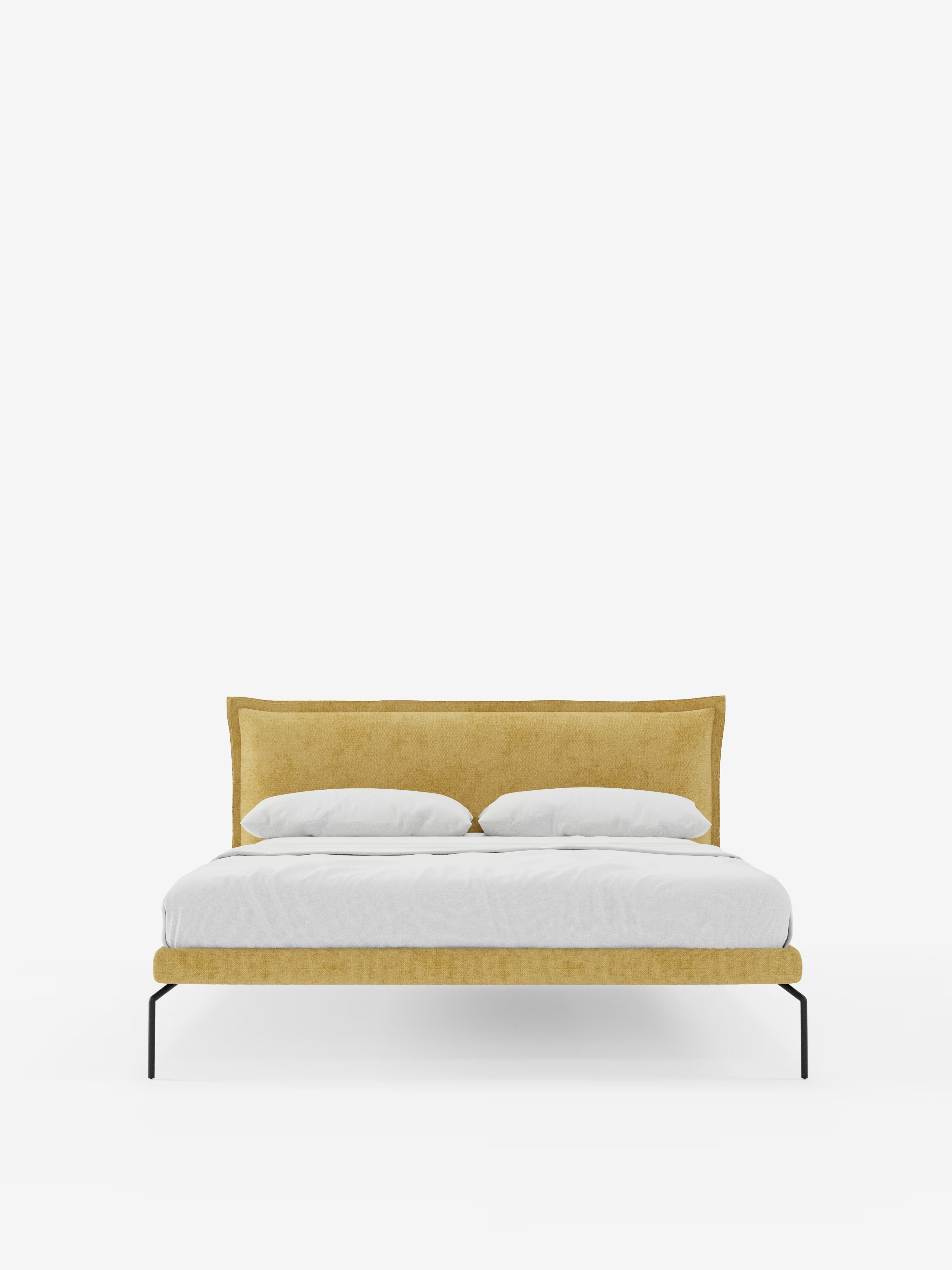 Eric Upholstered removable cover bed with steel legs in stain-resistant fabric