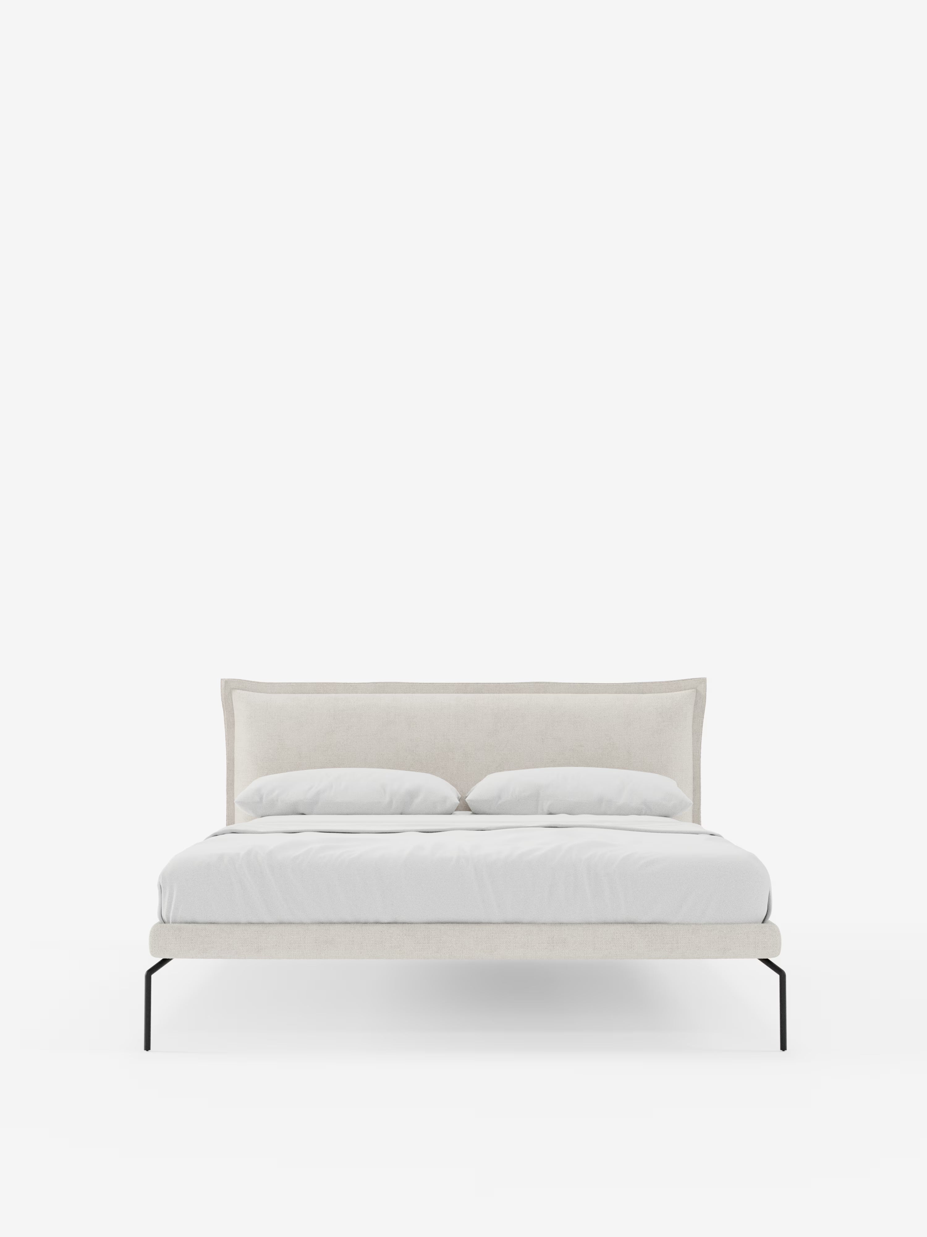 Eric Upholstered removable cover bed with steel legs in stain-resistant fabric