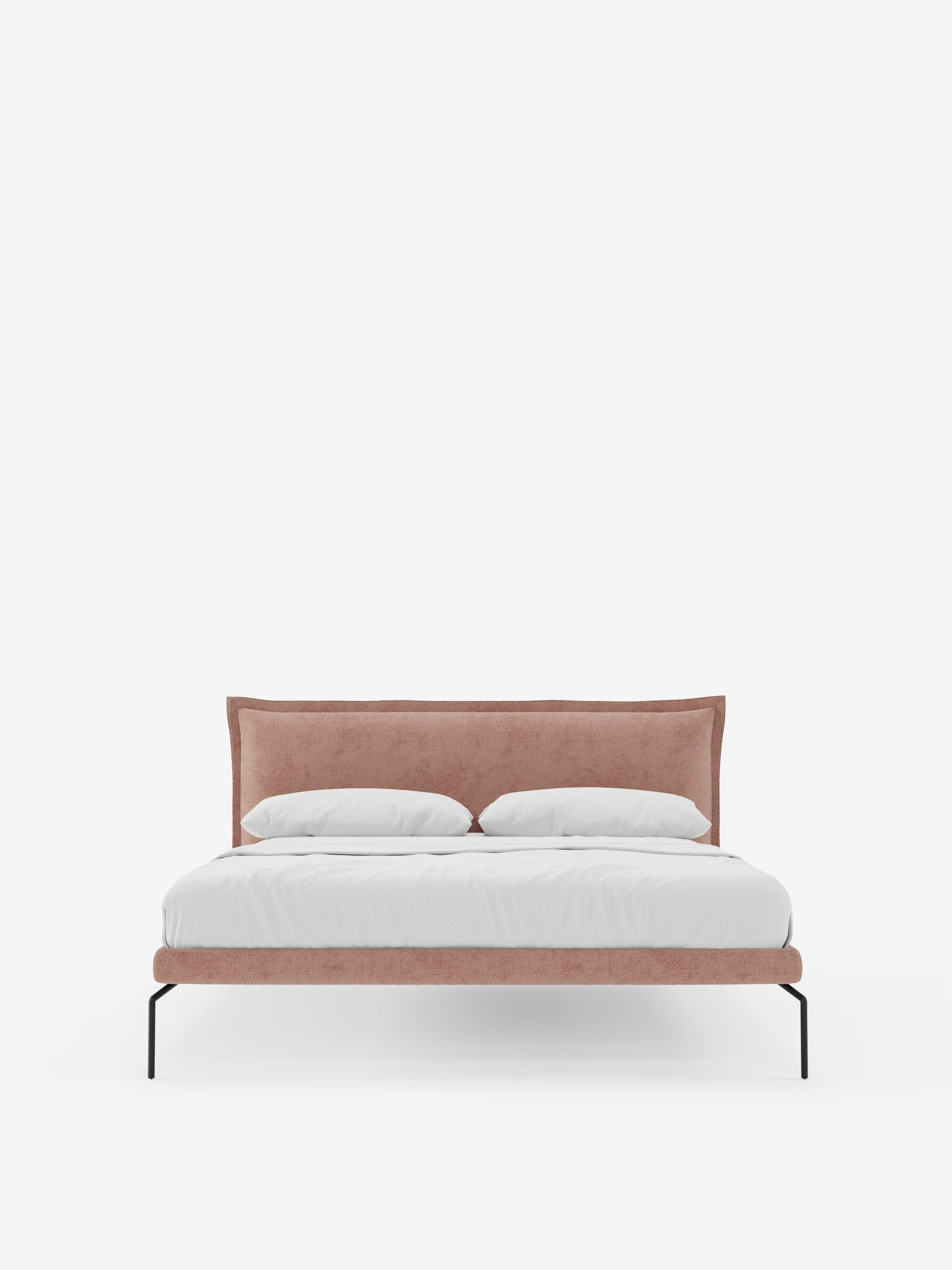 Eric Upholstered removable cover bed with steel legs in stain-resistant fabric