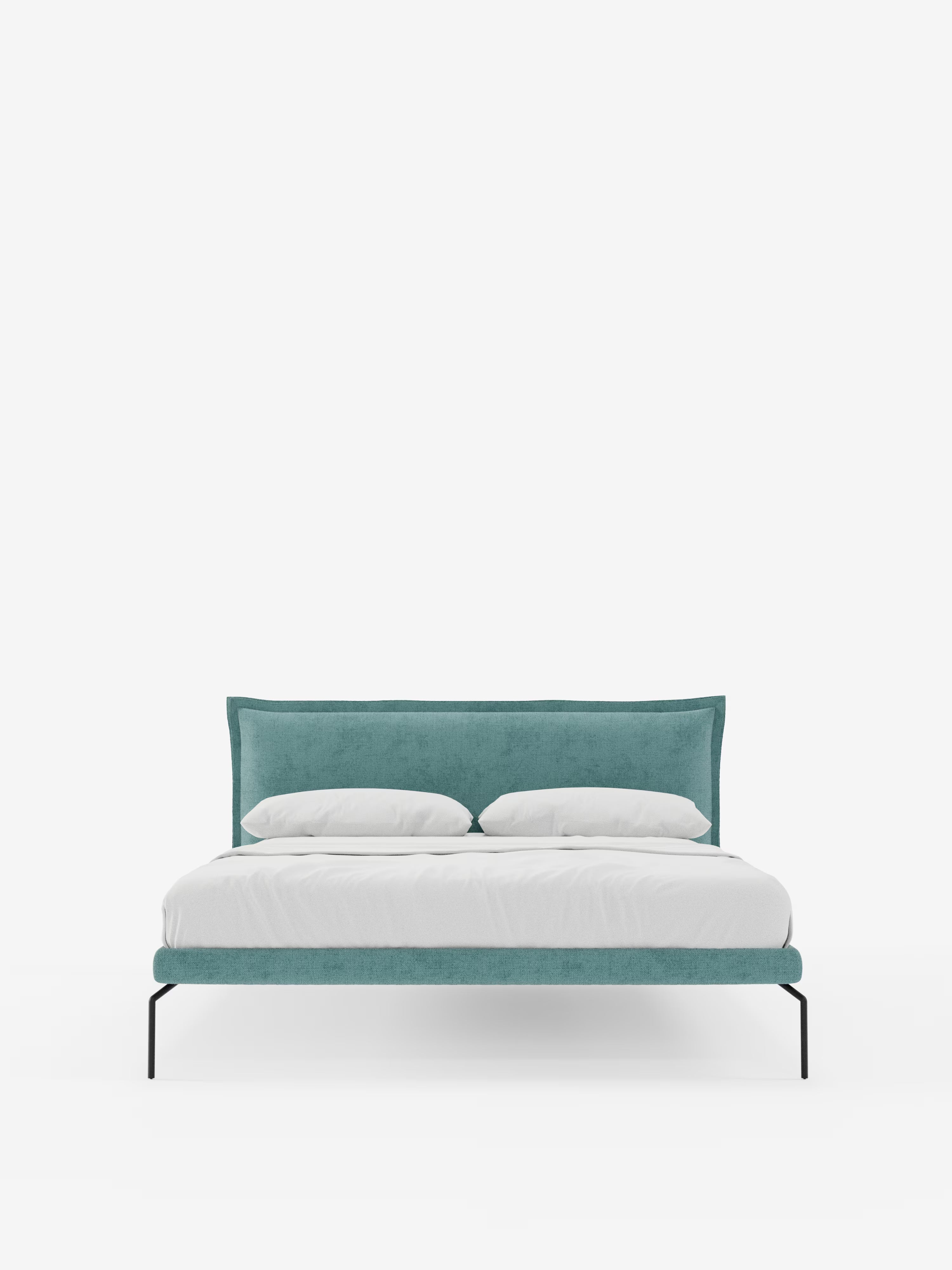 Eric Upholstered removable cover bed with steel legs in stain-resistant fabric