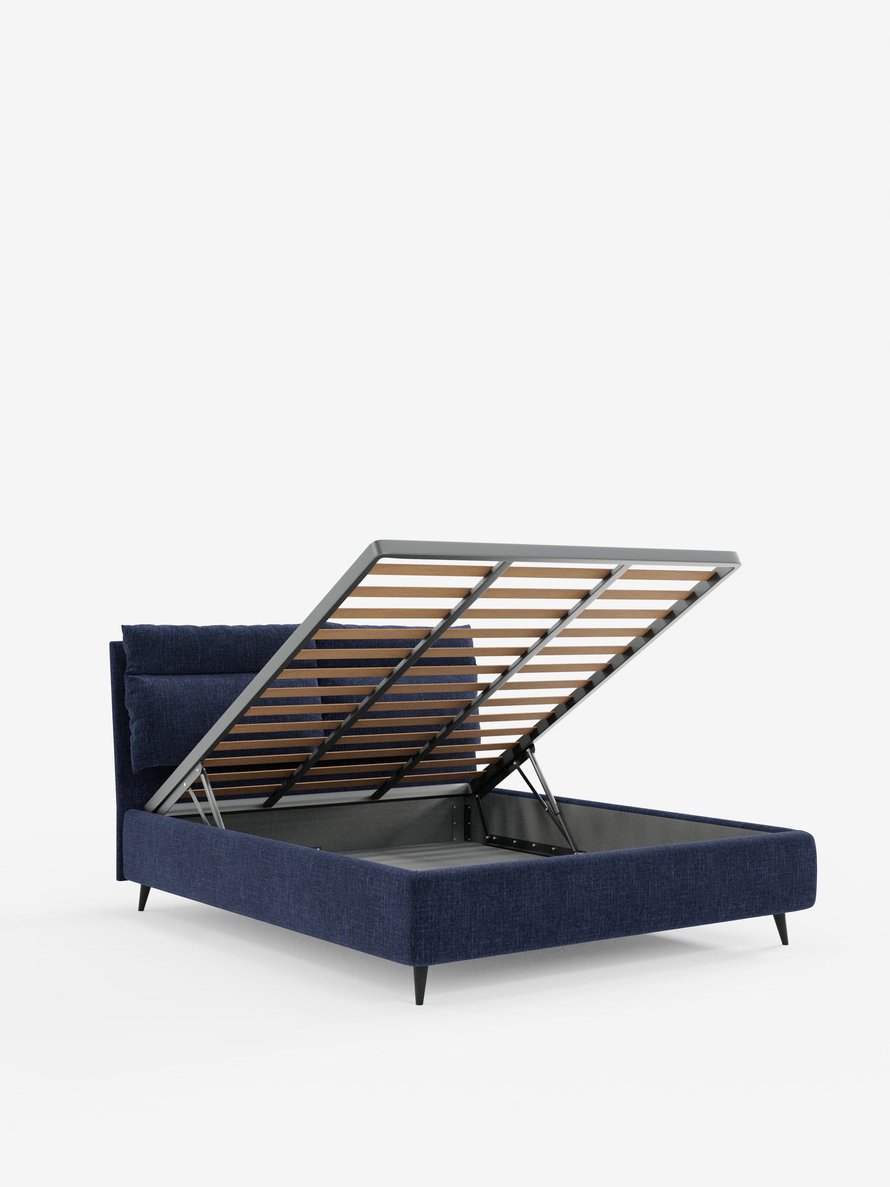 Jerry Upholstered storage bed with reclining cushions in stain-resistant chenille fabric Quick-Clean