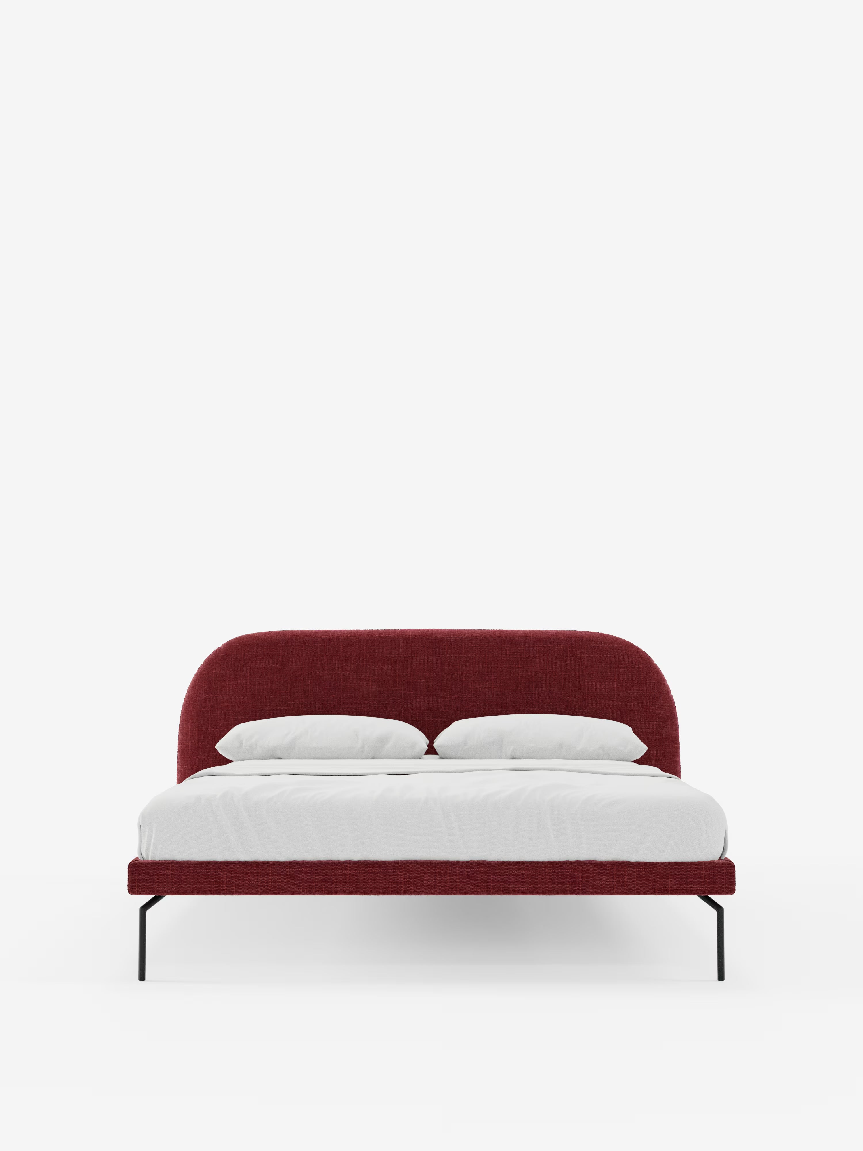Soleil Cama acolchada de diseño con patas de metal y tejido jacquard antimanchas