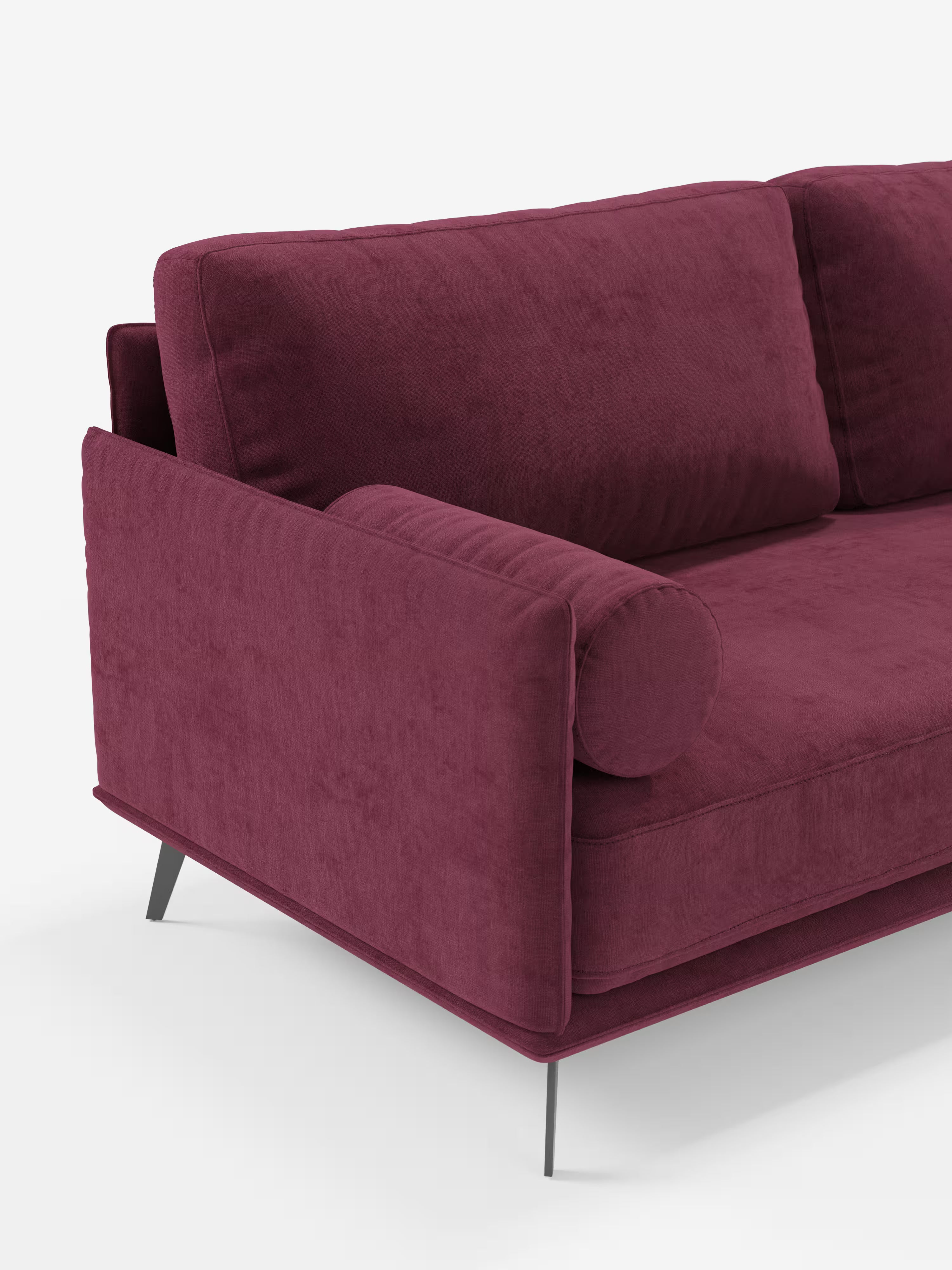 Basalto Divano angolare contemporaneo in tessuto smacchiabile – penisola e base in metallo con cuscini in piuma