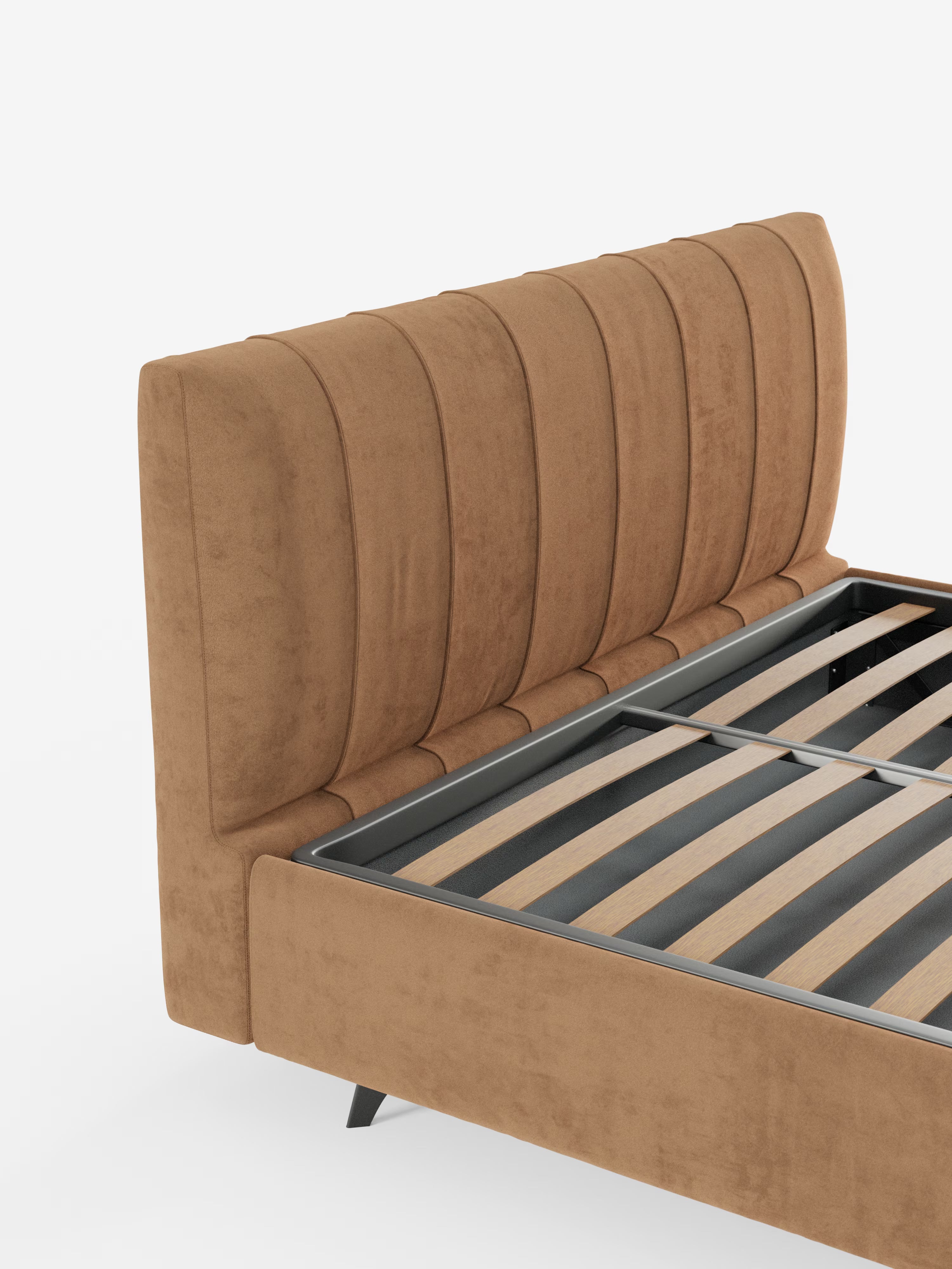 Bogart Modern double storage bed in stain-resistant microfiber, removable cover, and spacious compartment