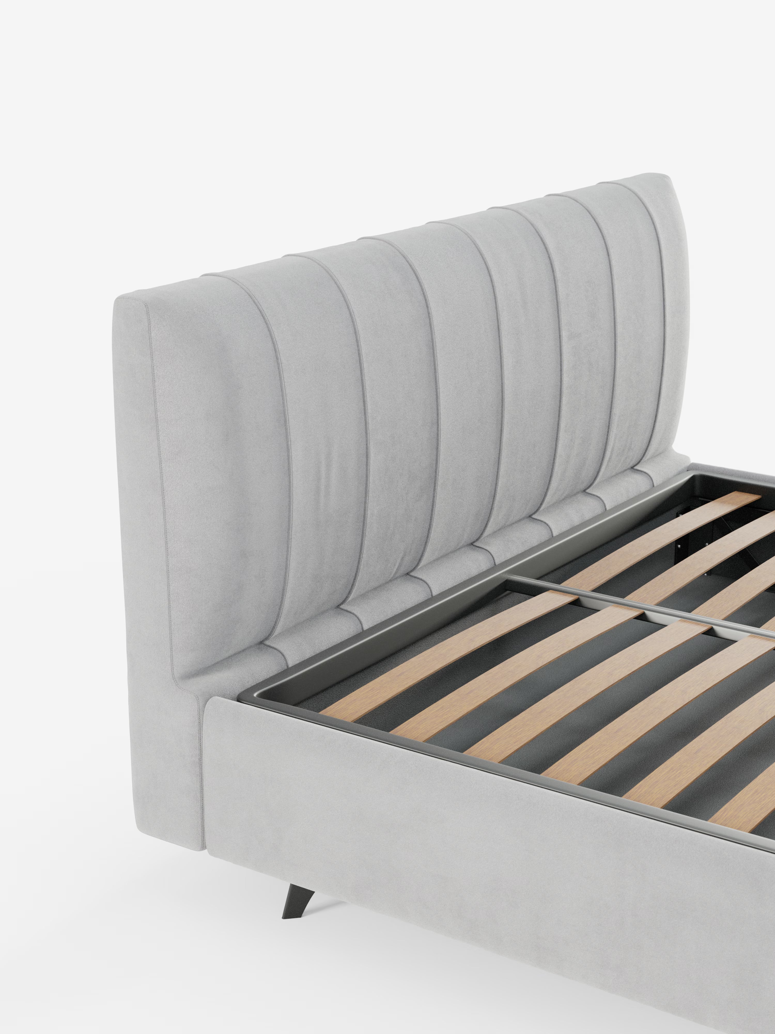 Bogart Modern double storage bed in stain-resistant microfiber, removable cover, and spacious compartment