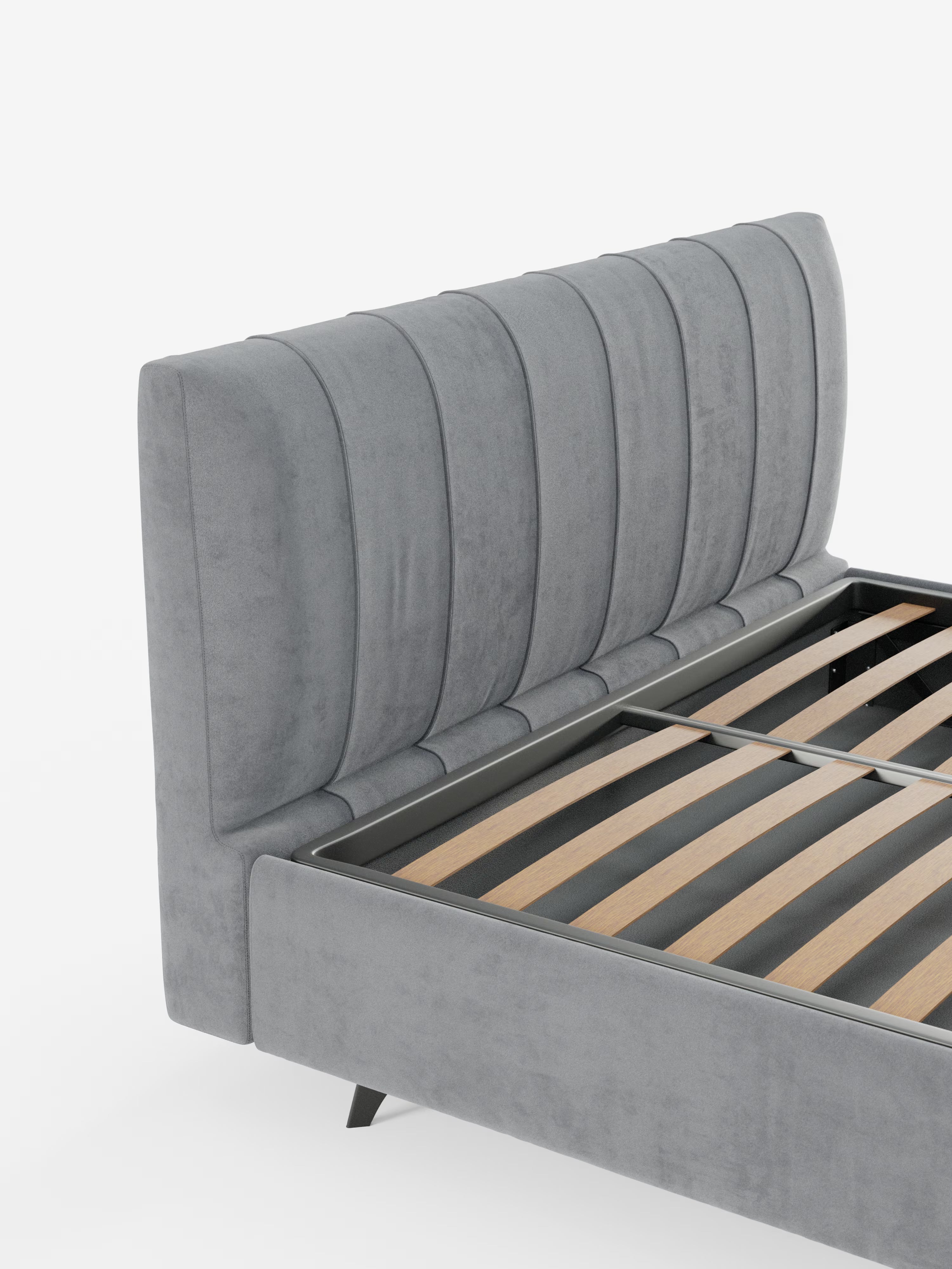 Bogart Modern double storage bed in stain-resistant microfiber, removable cover, and spacious compartment