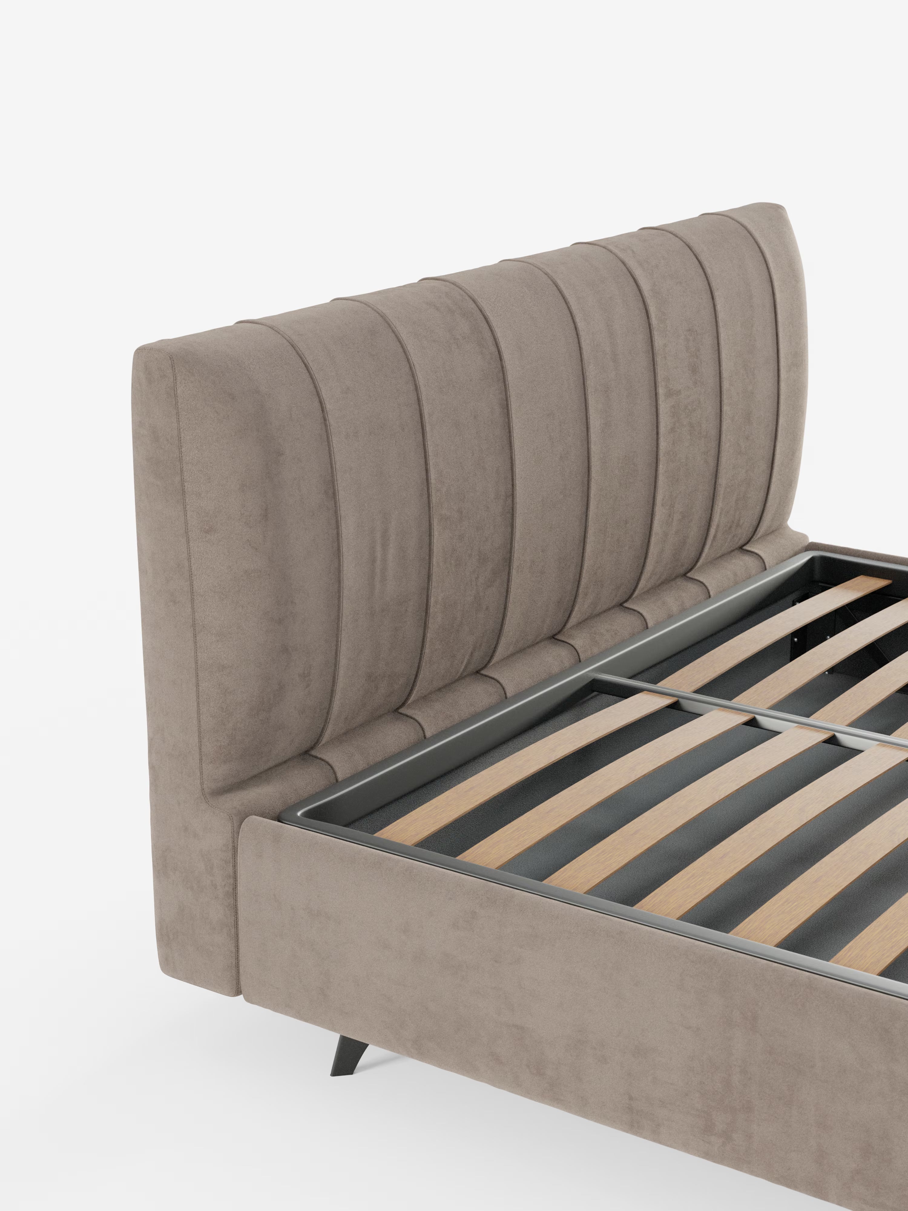 Bogart Modern double storage bed in stain-resistant microfiber, removable cover, and spacious compartment