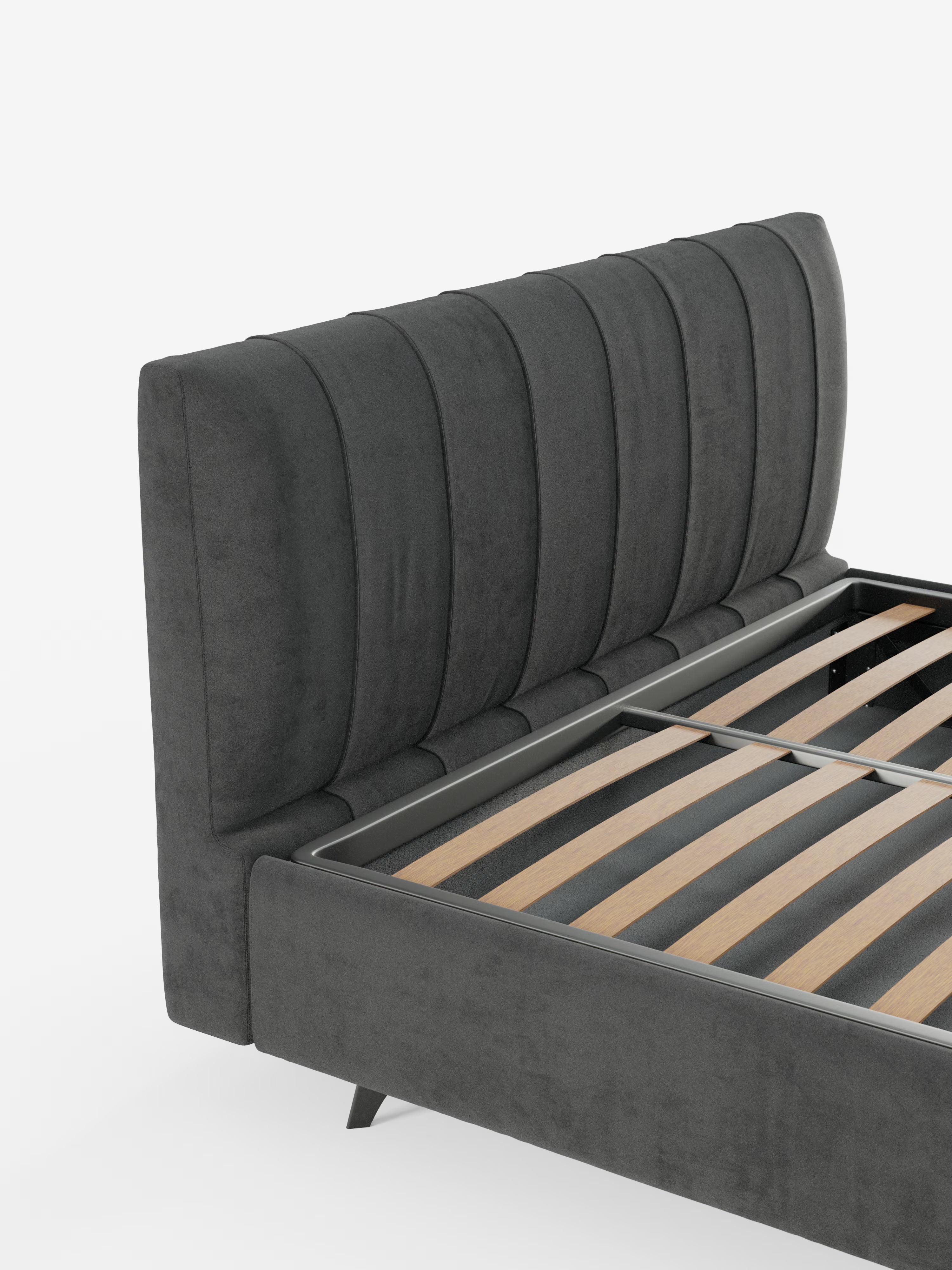 Bogart Modern double storage bed in stain-resistant microfiber, removable cover, and spacious compartment