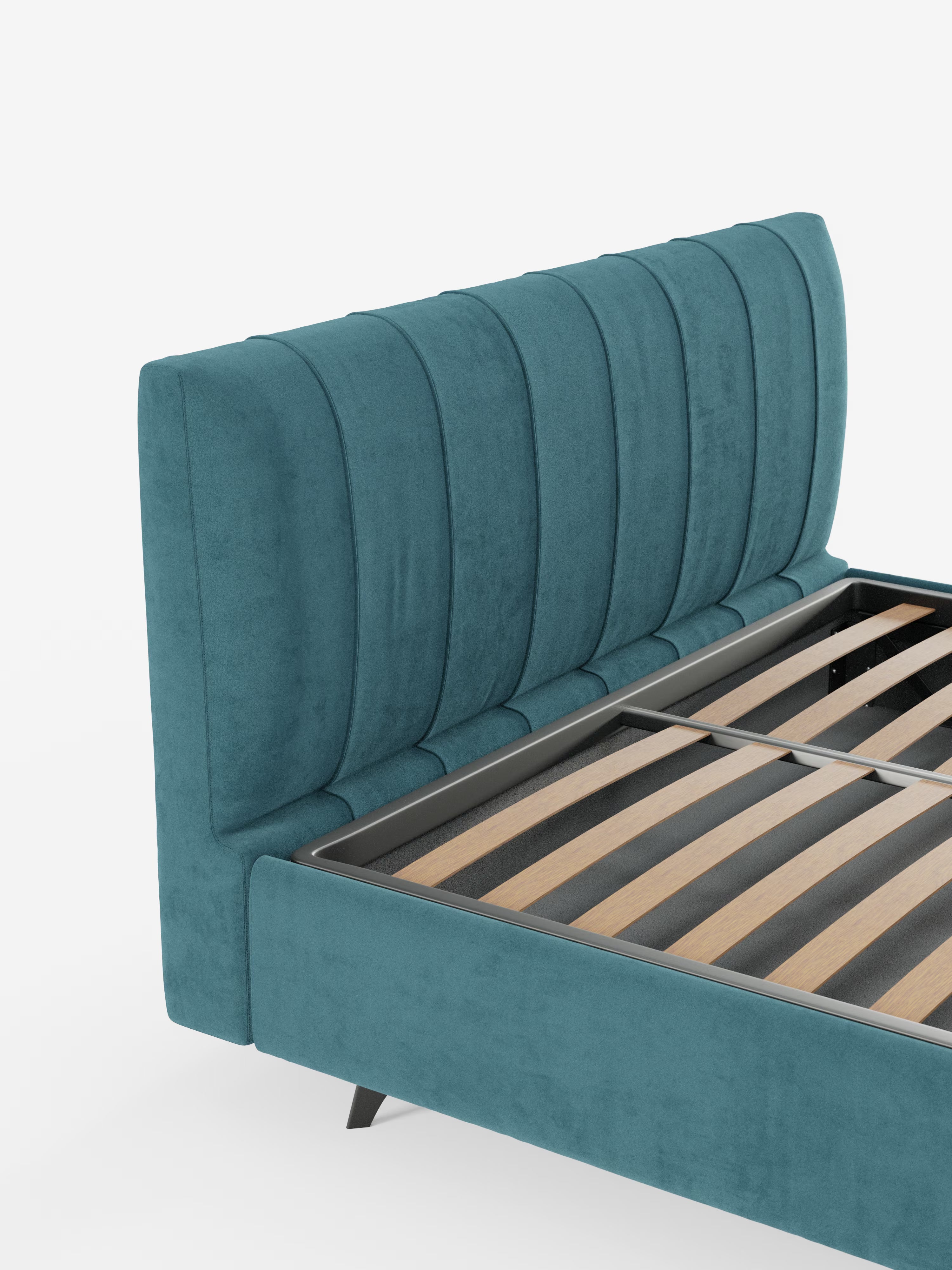 Bogart Modern double storage bed in stain-resistant microfiber, removable cover, and spacious compartment