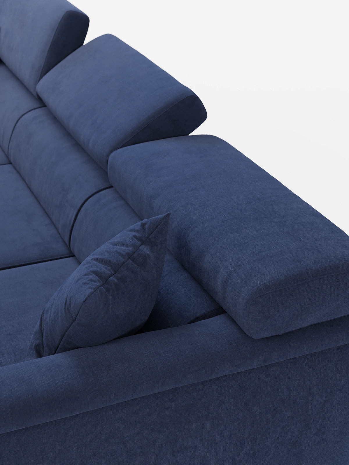 Caravaggio Sofa für 4 Personen mit drei ausziehbaren Sitzen und verstellbaren Kopfstützen aus fleckenabweisendem Stoff