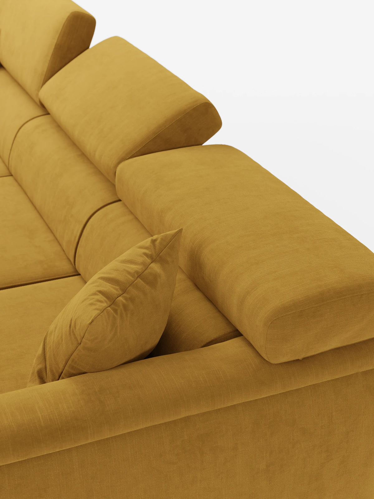 Caravaggio Sofa für 4 Personen mit drei ausziehbaren Sitzen und verstellbaren Kopfstützen aus fleckenabweisendem Stoff