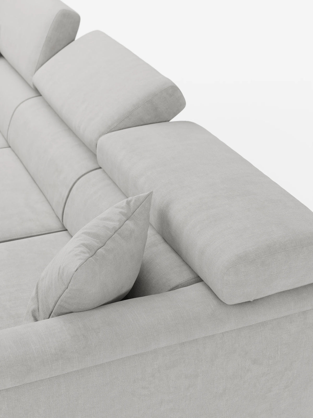 Caravaggio Sofa für 4 Personen mit drei ausziehbaren Sitzen und verstellbaren Kopfstützen aus fleckenabweisendem Stoff